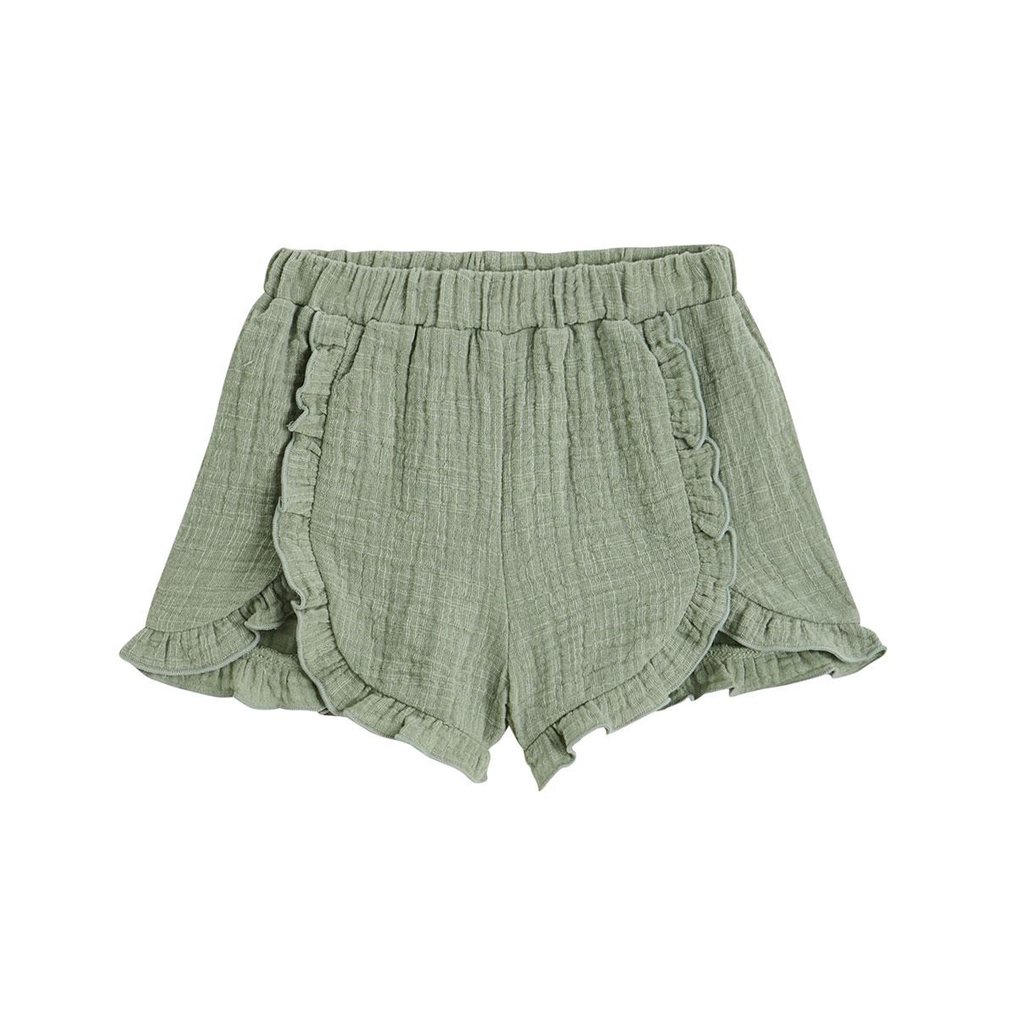 Petit Béguin Short enfant en gaze de coton anaelle. Coloris disponibles : Vert