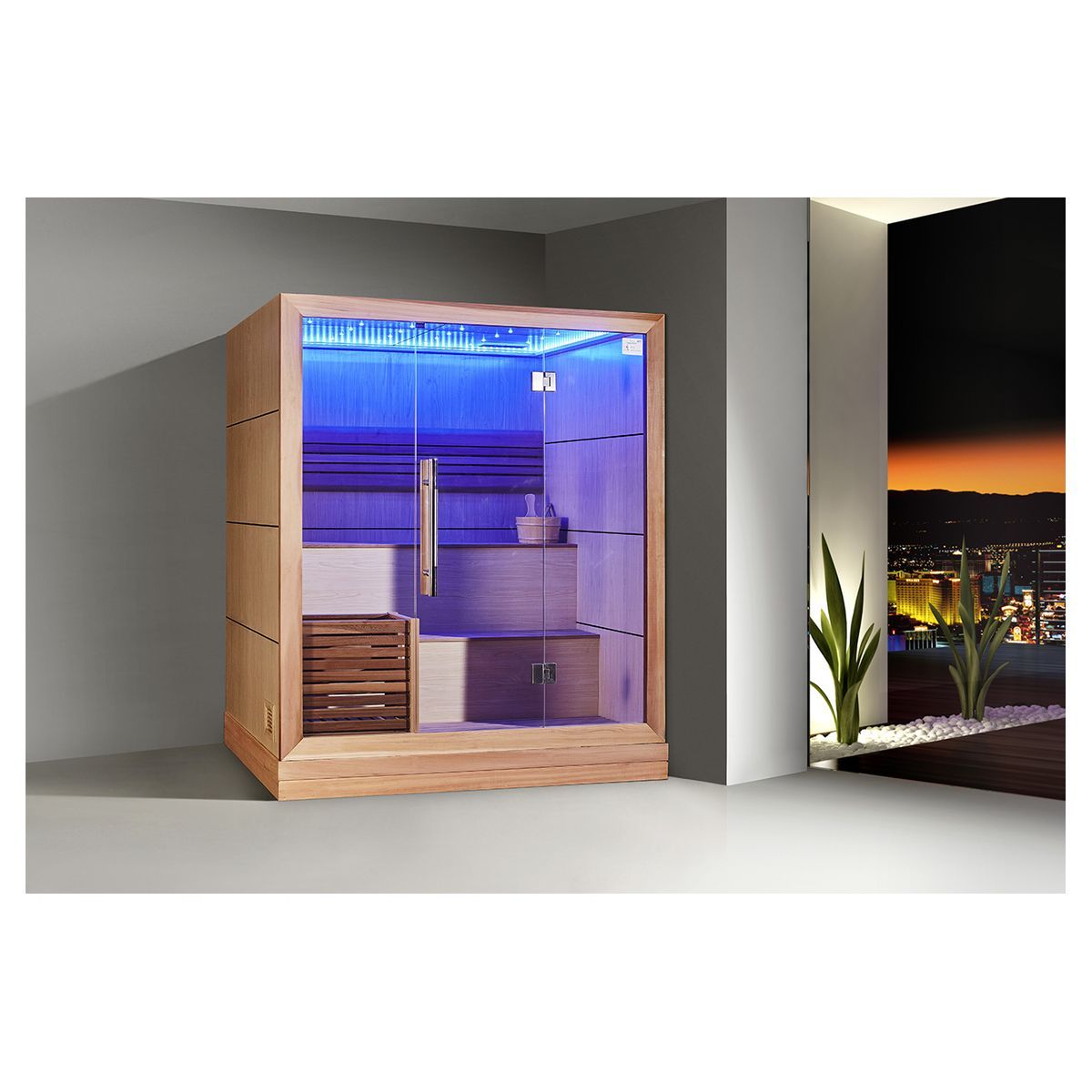 Sauna 4 personnes avec poêle en bois cèdre rouge 3 kw HARVIA