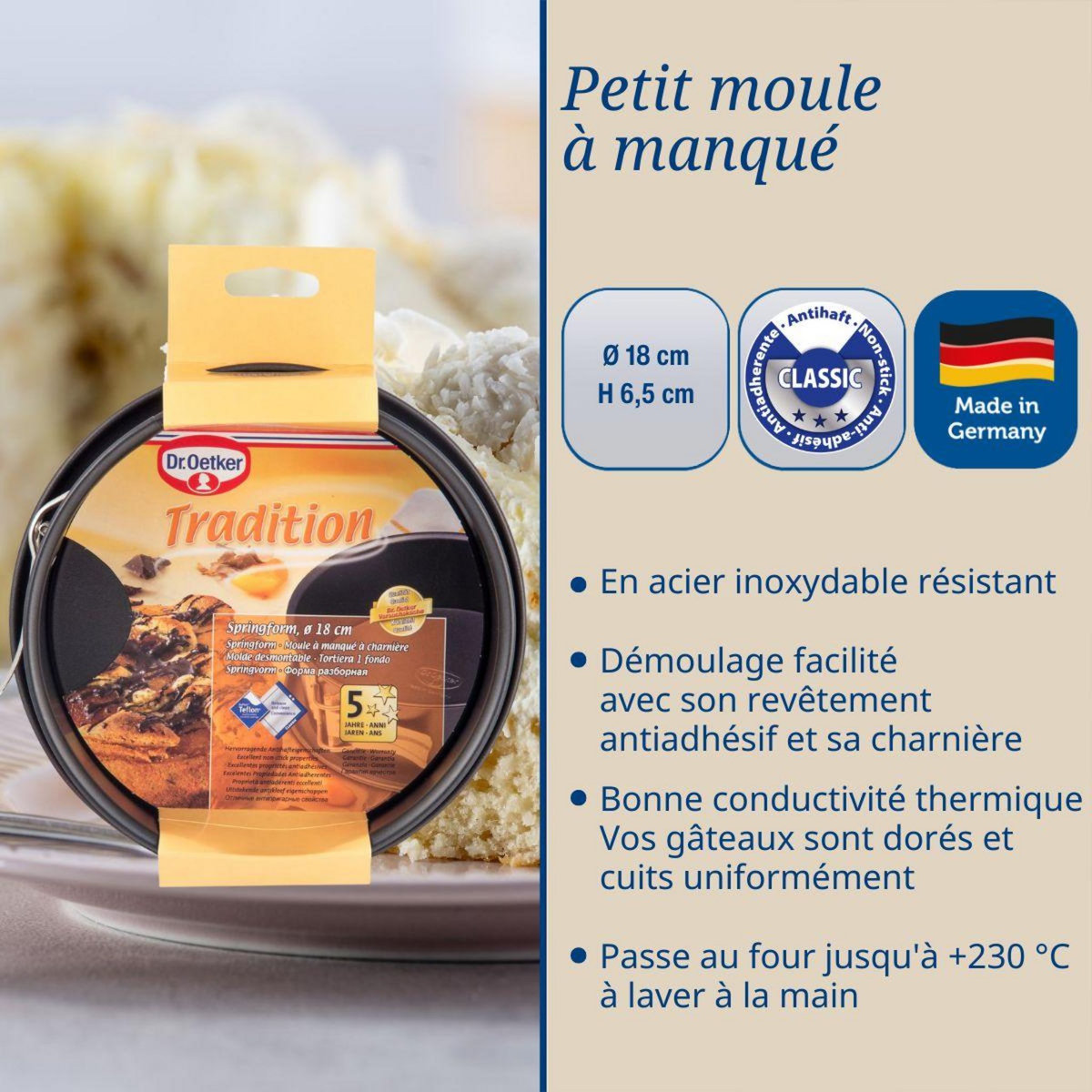 DR.OETKER Moule à manqué à charnière 18 cm Dr.Oetker Tradition