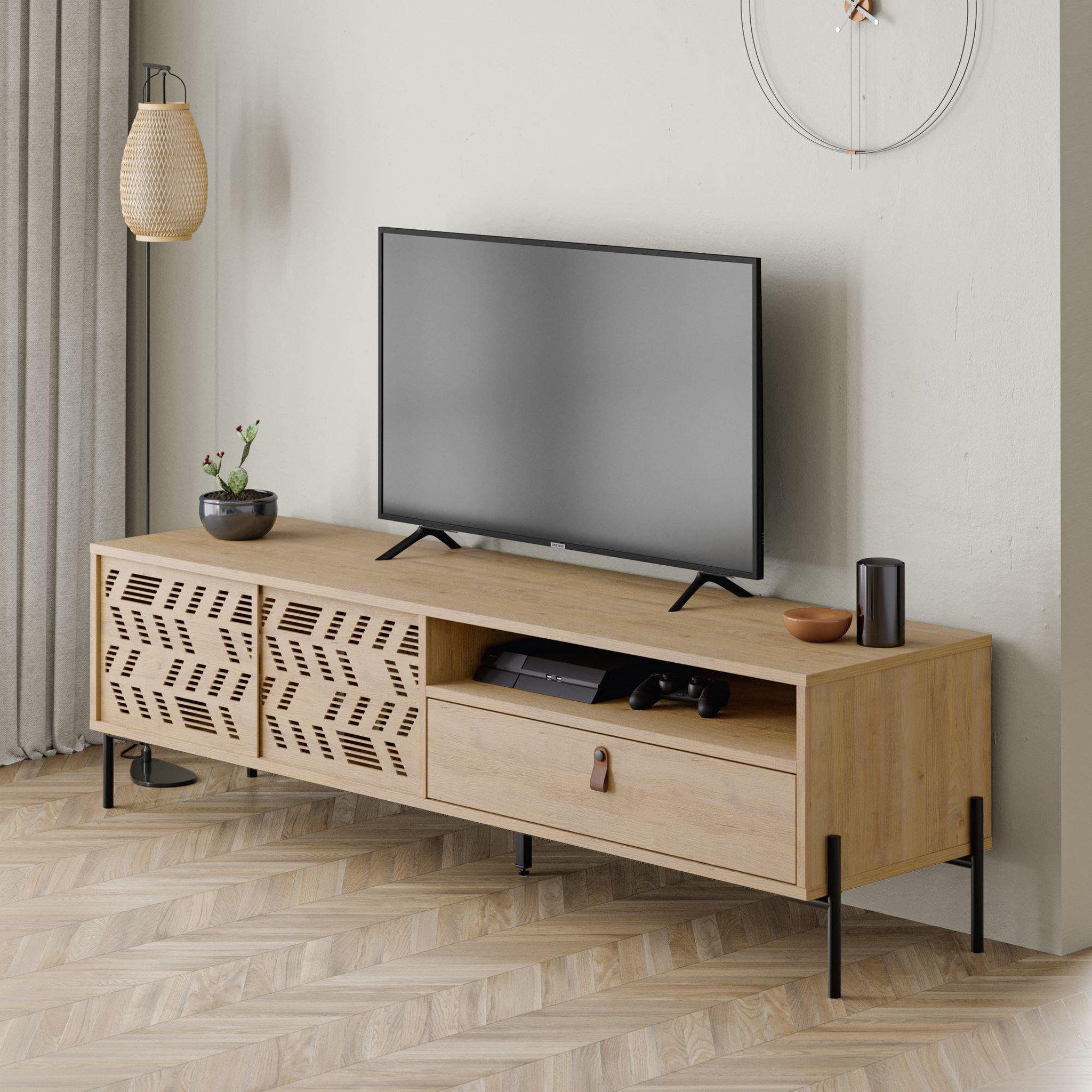 Voir la diapositive 3 : Habitat et Jardin Meuble tv en bois  dionysos  - 170 x 45 x 48 cm - beige