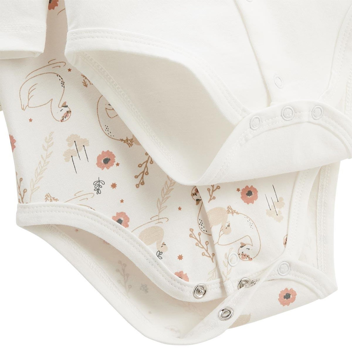 Petit Béguin Lot de 2 bodies bébé manches longues ouverture croisée Perle