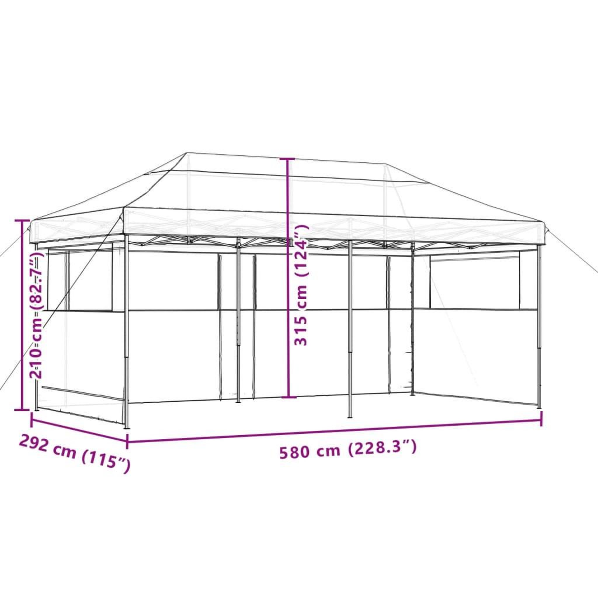 Voir la diapositive 6 : VIDAXL Tente de reception pliable escamotable avec 3 parois laterales