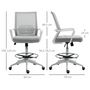 Voir la diapositive 3 : HOMCOM Fauteuil de bureau chaise de bureau assise haute réglable dim. 64L x 59l x 104-124H cm pivotant 360° maille respirante gris