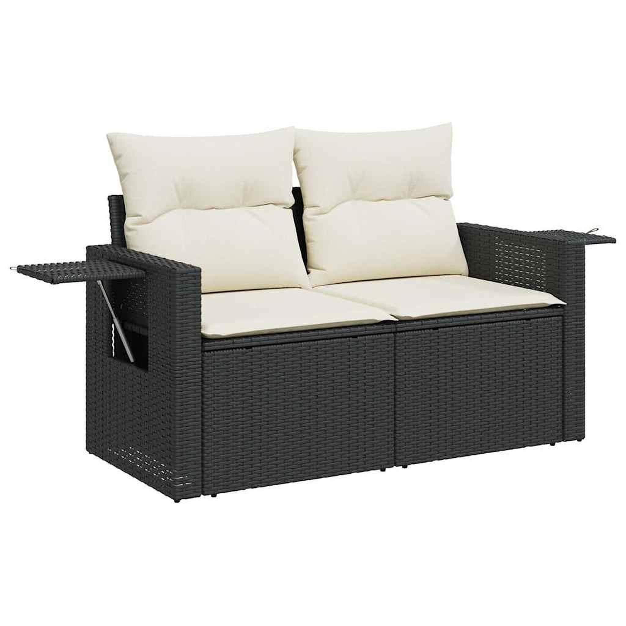 Voir la diapositive 3 : VIDAXL Salon de jardin 7 pcs avec coussins noir resine tressee