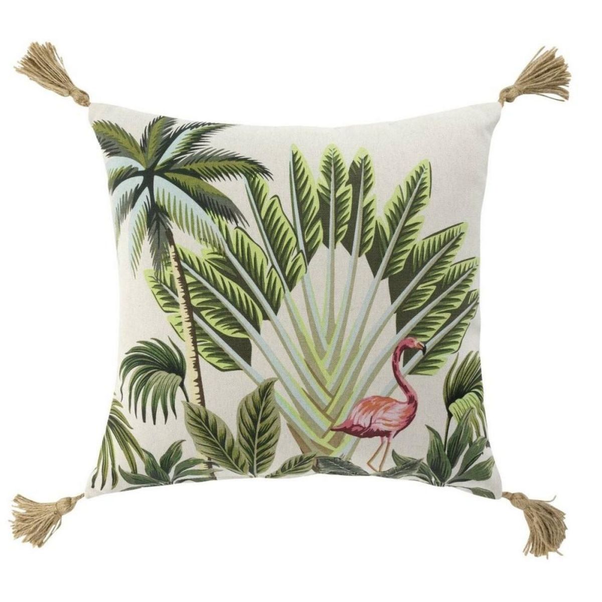 Douceur d'Intérieur Housse de coussin pompons 40x40 cm Cruzabel coton