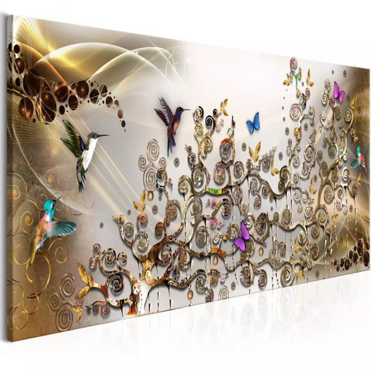 Paris Prix Tableau Imprimé  Hummingbirds Dance Gold Narrow 