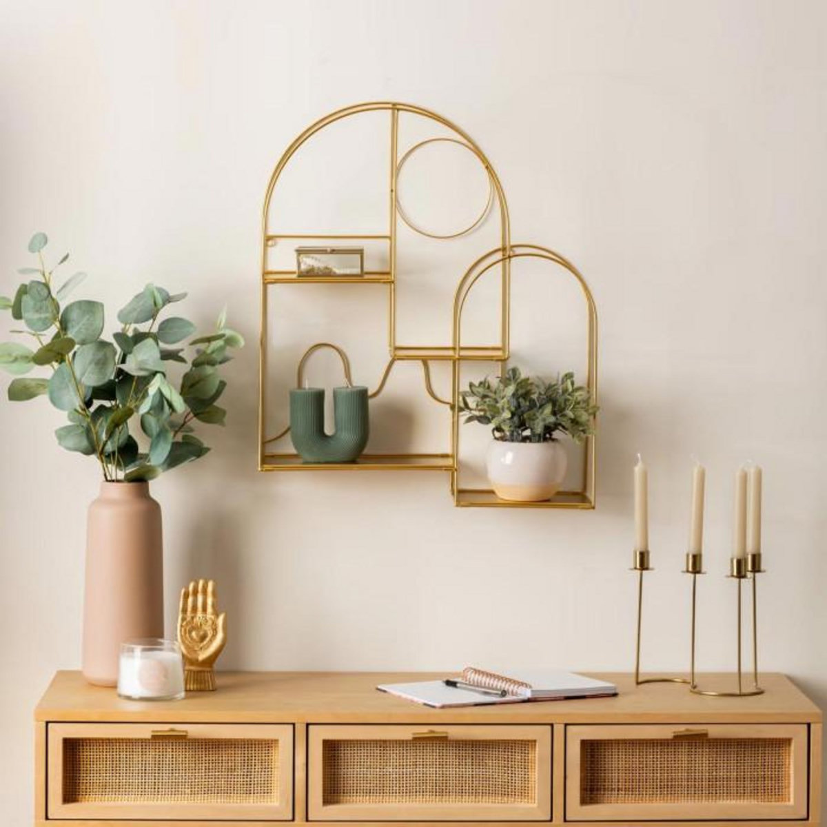 ATMOSPHERA Étagère Murale Arche en Métal  Tina  60cm Doré