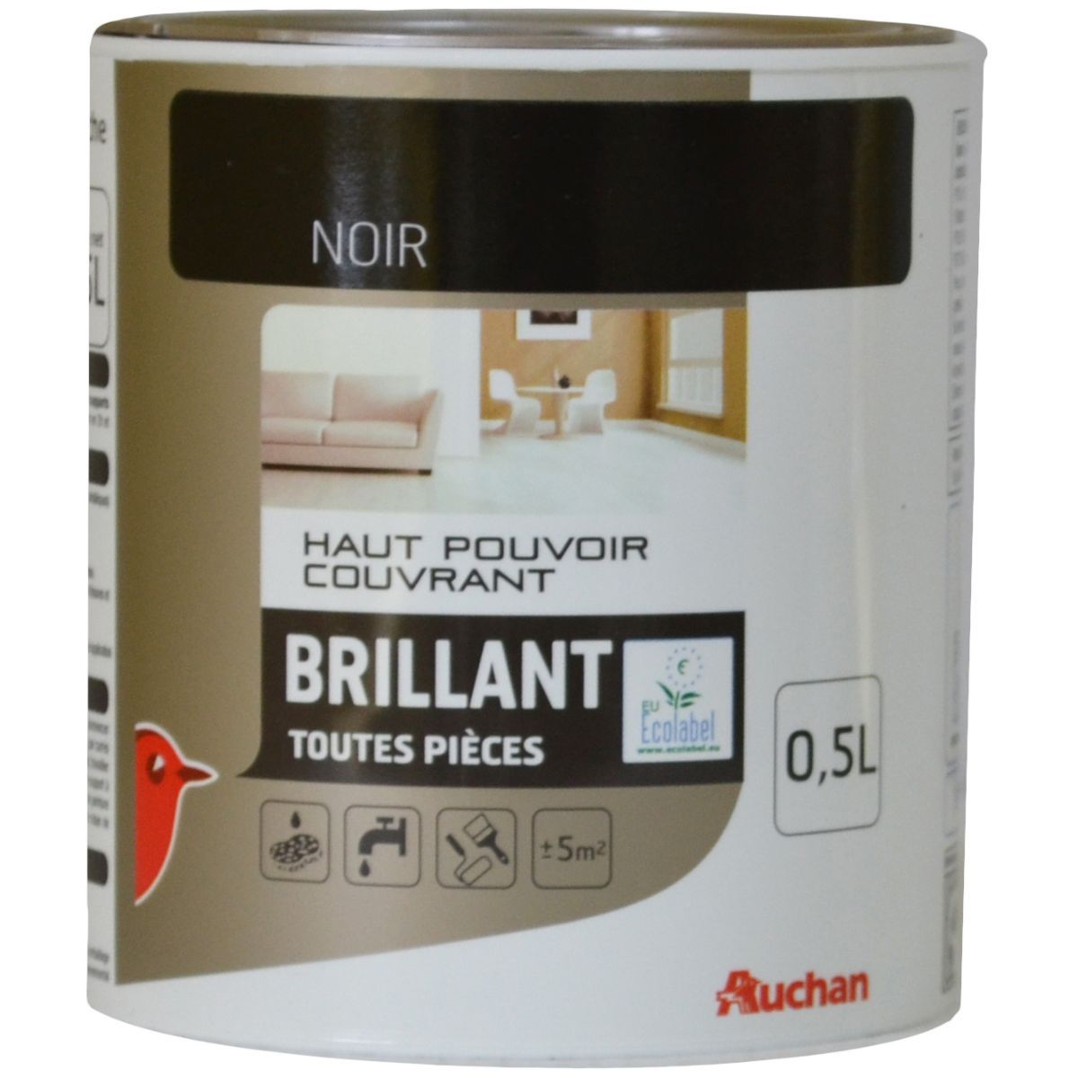 AUCHAN peinture murale couleur noir brillante