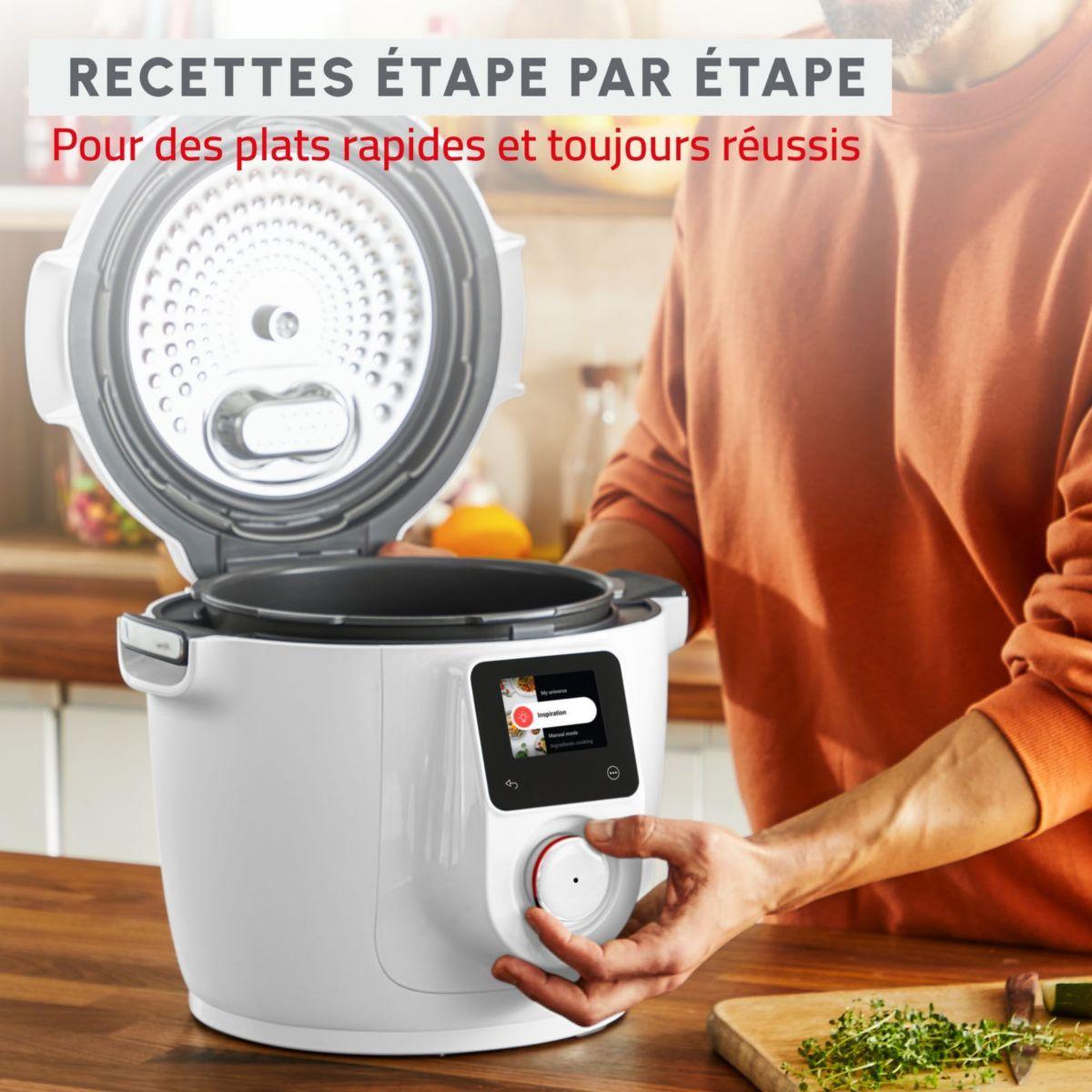 Voir la diapositive 5 : MOULINEX Cookeo YY5855FB Cookeo connecté WiFi 9-en-1 Blanc, 6 L - 150 recettes + couvercle Extra Crisp