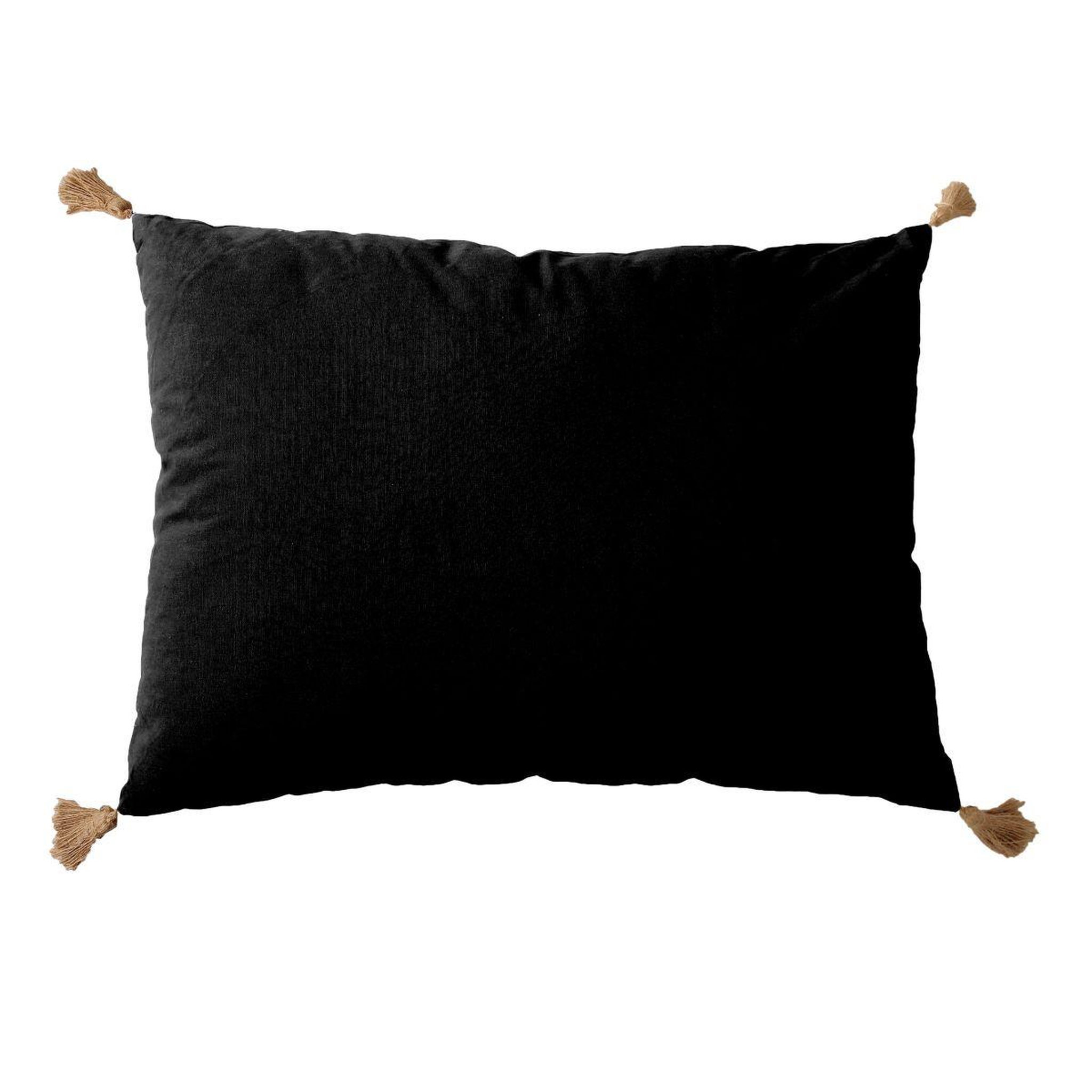 ENJOY HOME Coussin déco uni à pompons  panama  50x70cm noir