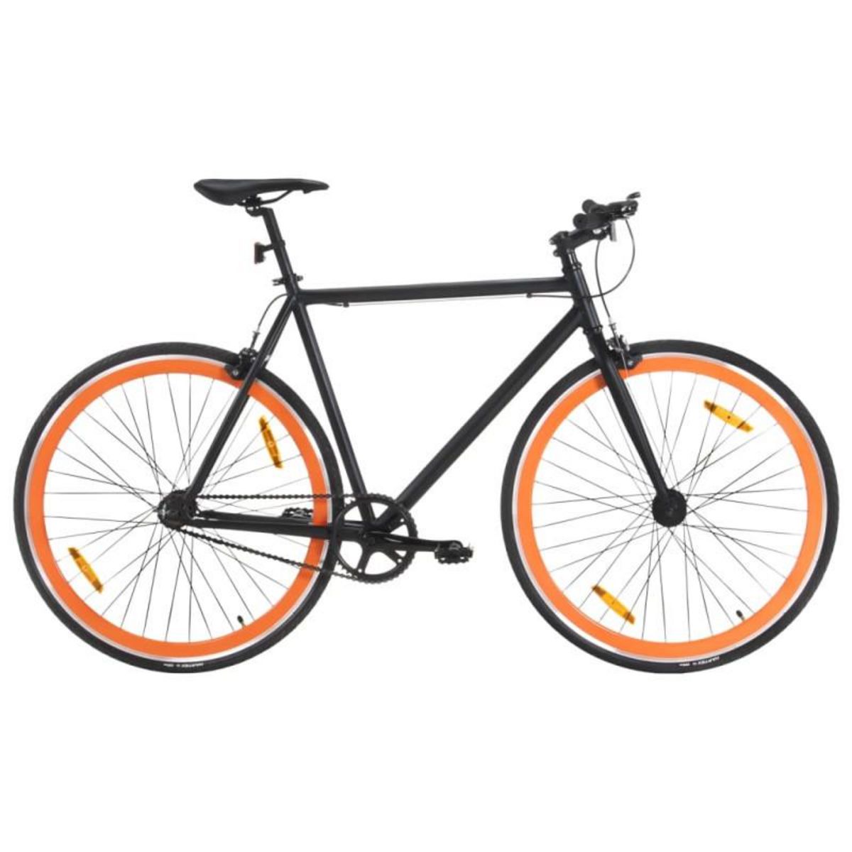 VIDAXL Vélo à pignon fixe noir et orange 700c 59 cm