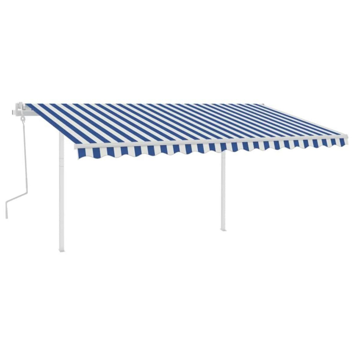 VIDAXL Auvent manuel retractable avec poteaux 4x3,5 m Bleu et blanc