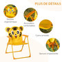 Voir la diapositive 5 : OUTSUNNY Ensemble salon de jardin enfant 4 pcs design tigre - table ronde + 2 chaises pliables + parasol - métal époxy oxford jaune