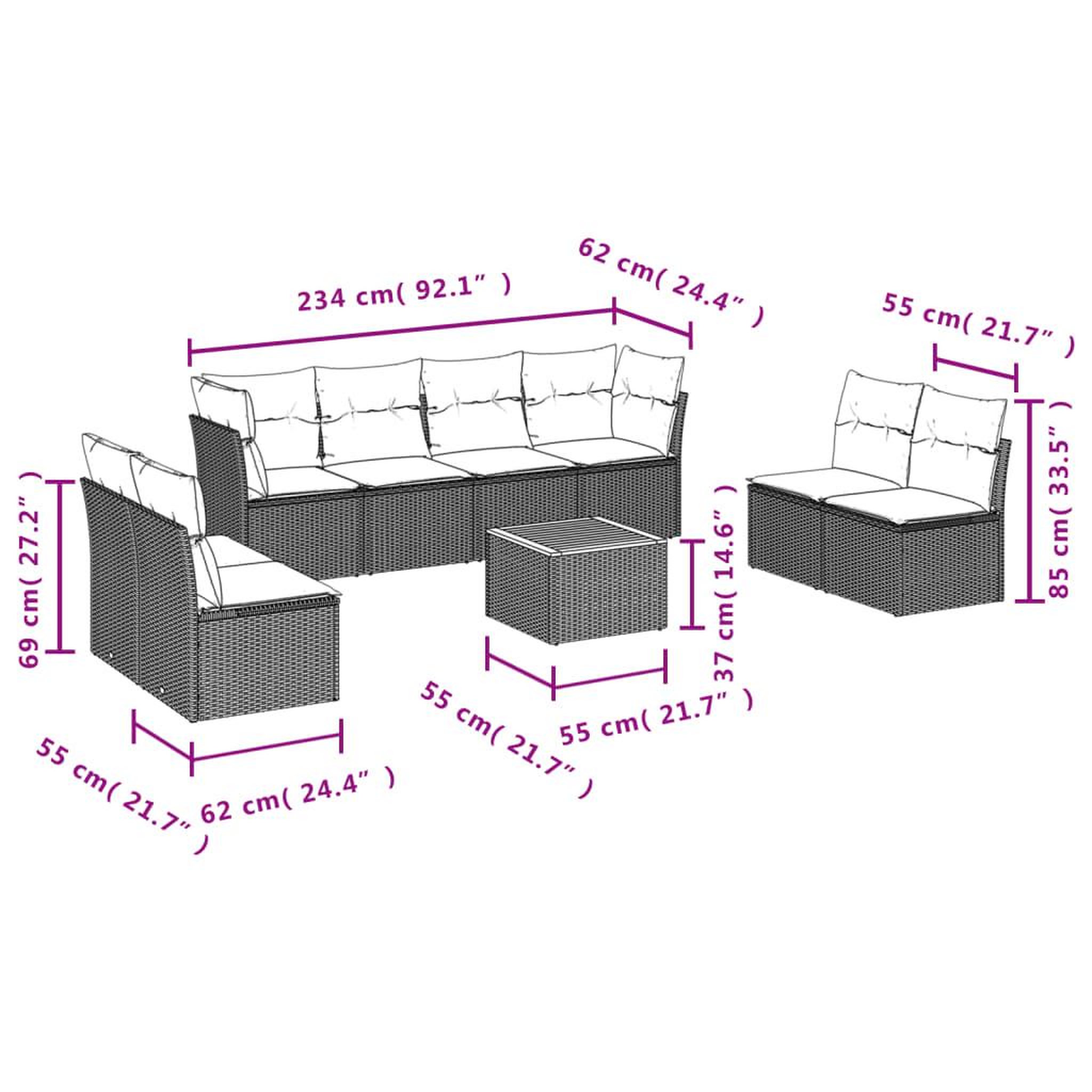 Voir la diapositive 6 : VIDAXL Salon de jardin 9 pcs avec coussins noir resine tressee