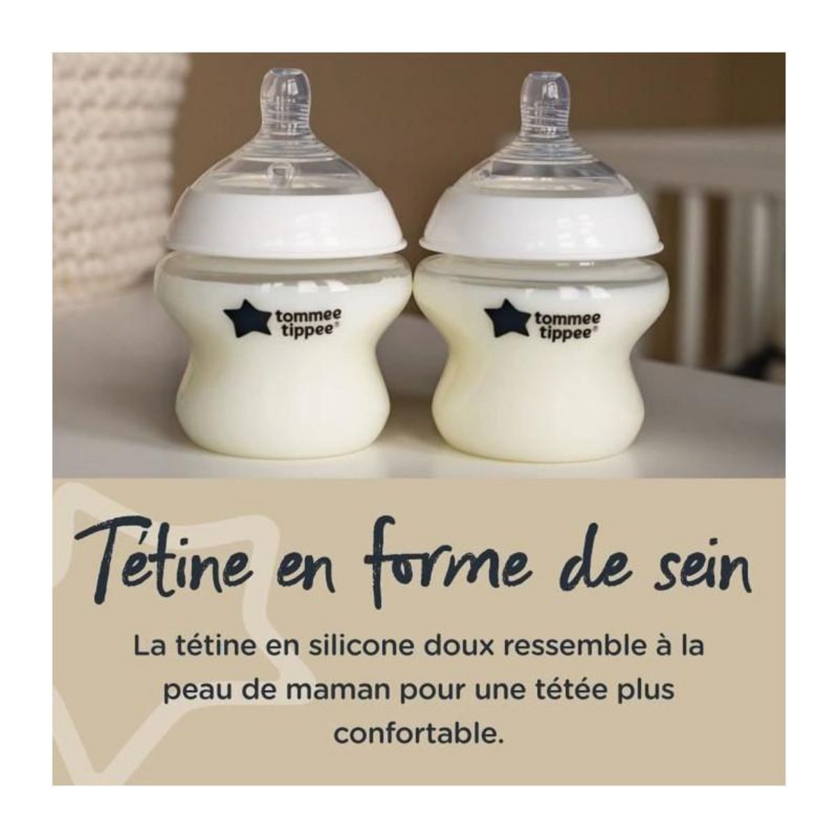 TOMMEE TIPPEE TOMMEE TIPPEE Biberons Closer to Nature, tétine imitant le sein maternel avec valve anti-colique, 260 ml, lot de 6, pastel