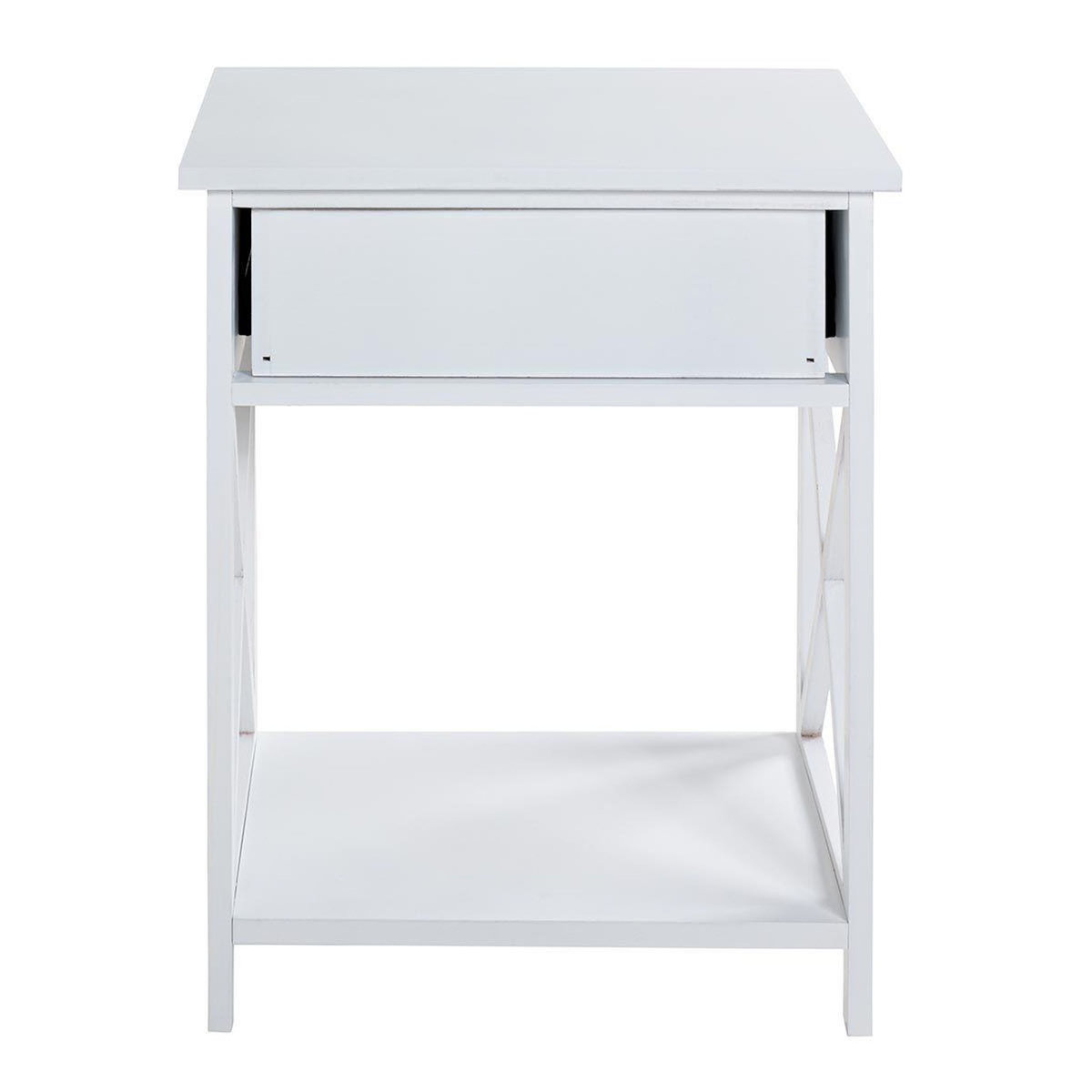 Paris Prix Table d'Appoint 1 Tiroir Design  Guda  60cm Blanc
