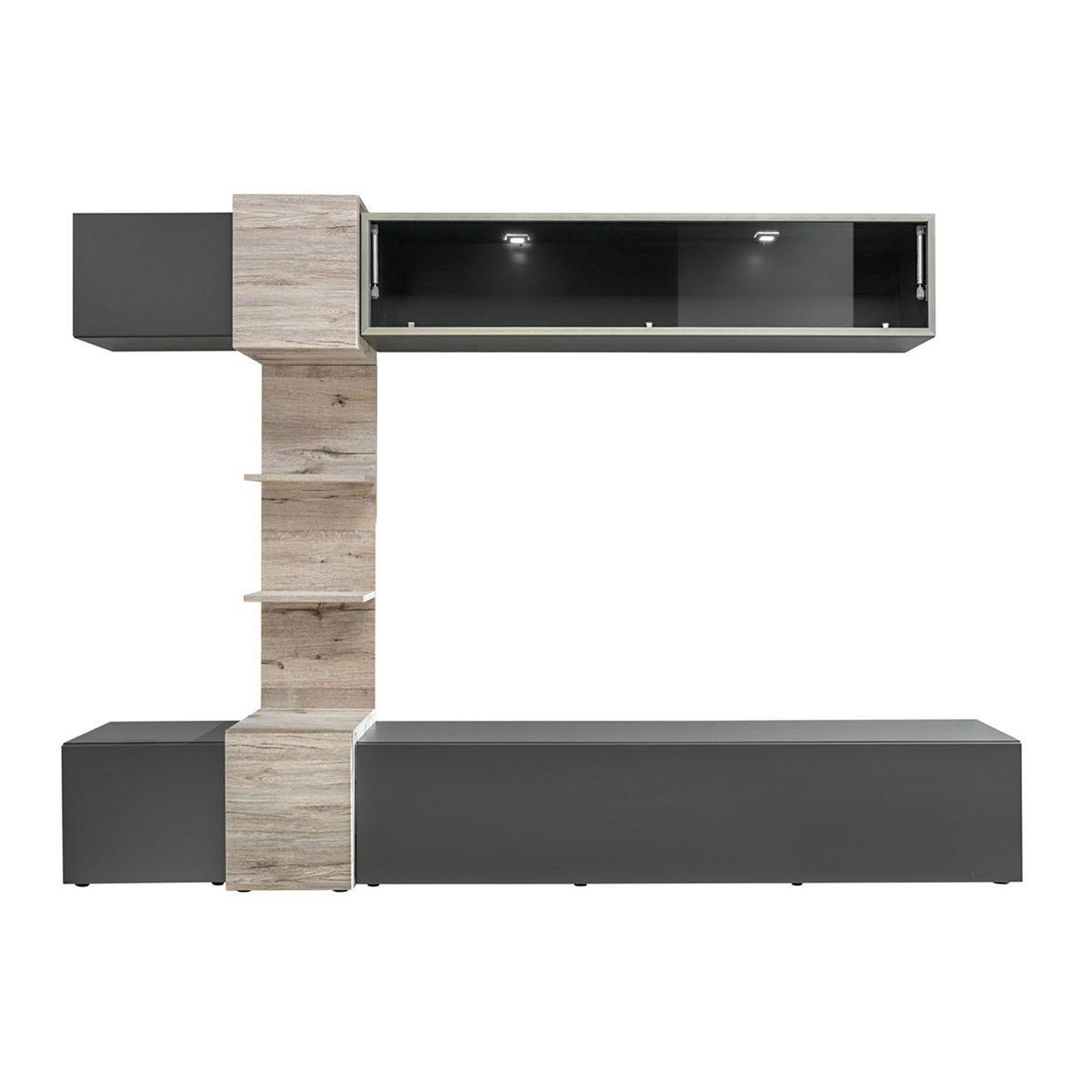 Voir la diapositive 3 : Paris Prix Ensemble meuble tv  rio  230cm anthracite & chêne