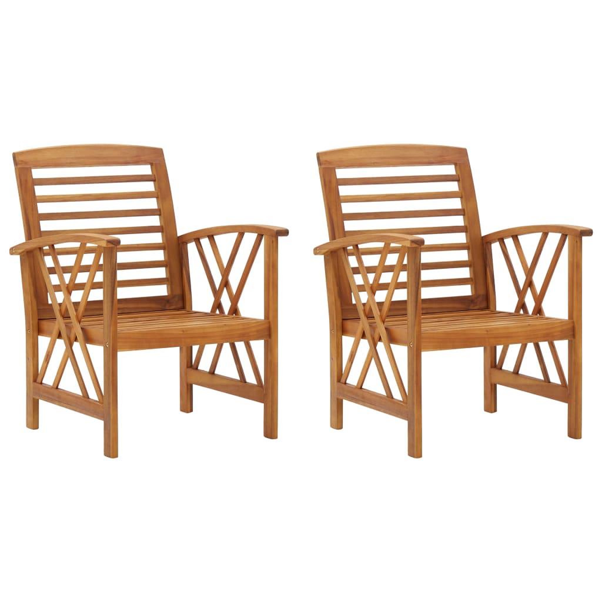 Voir la diapositive 1 : VIDAXL Chaises de jardin lot de 2 Bois d'acacia massif