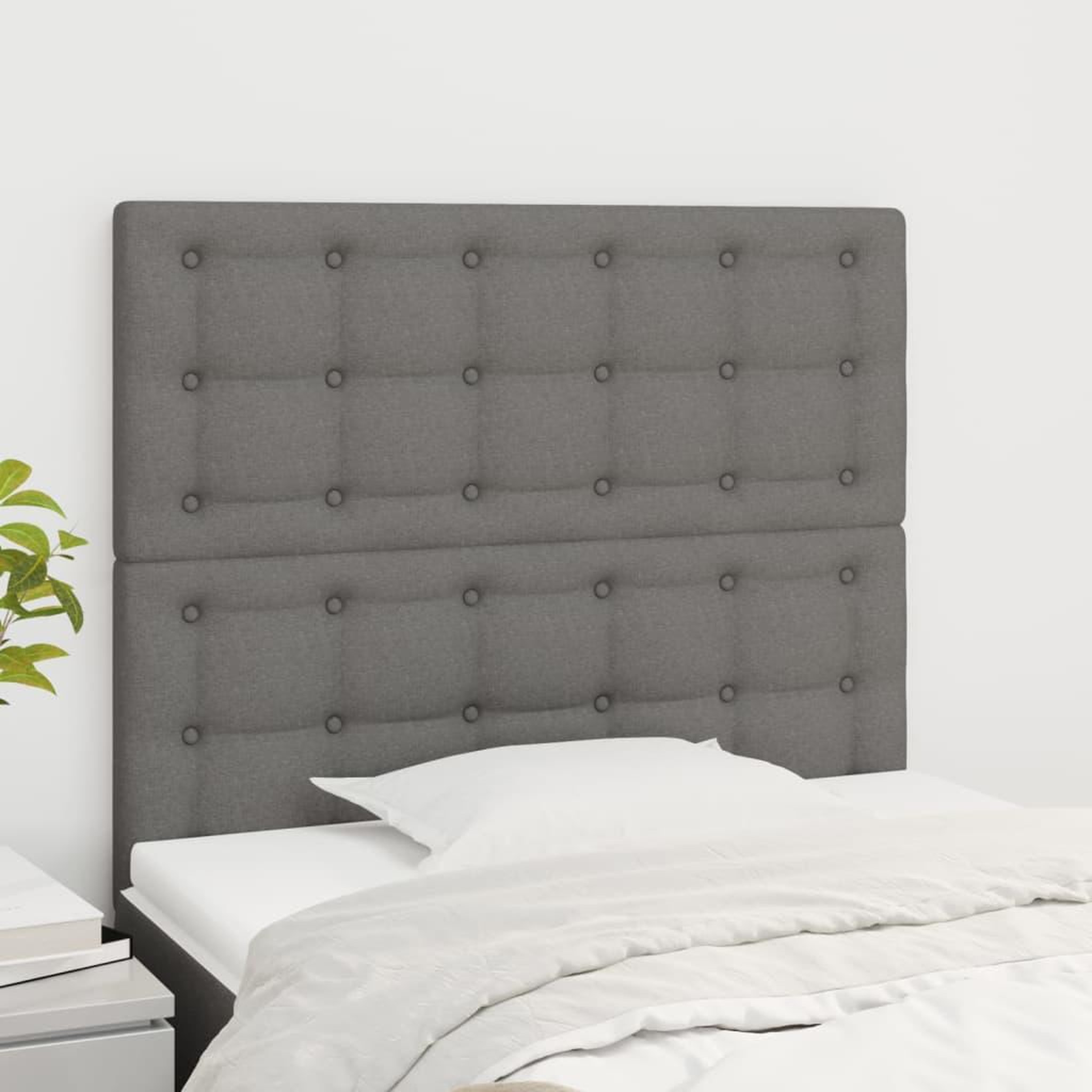 Voir la diapositive 1 : VIDAXL Tetes de lit 2 pcs Gris fonce 100x5x78/88 cm Tissu
