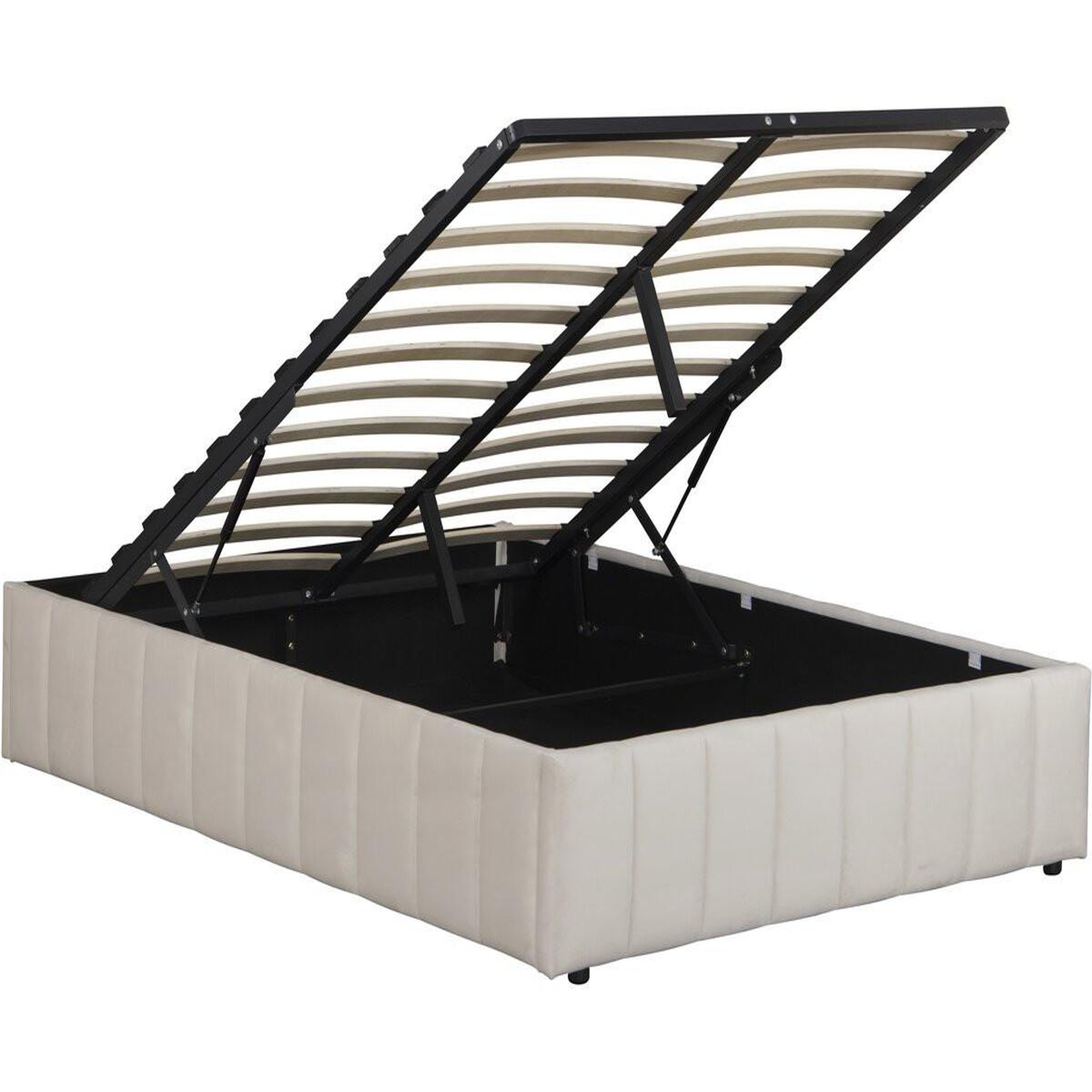 Voir la diapositive 3 : Habitat et Jardin Lit double en velours avec coffre  meribel  - beige - 140 x 190 cm