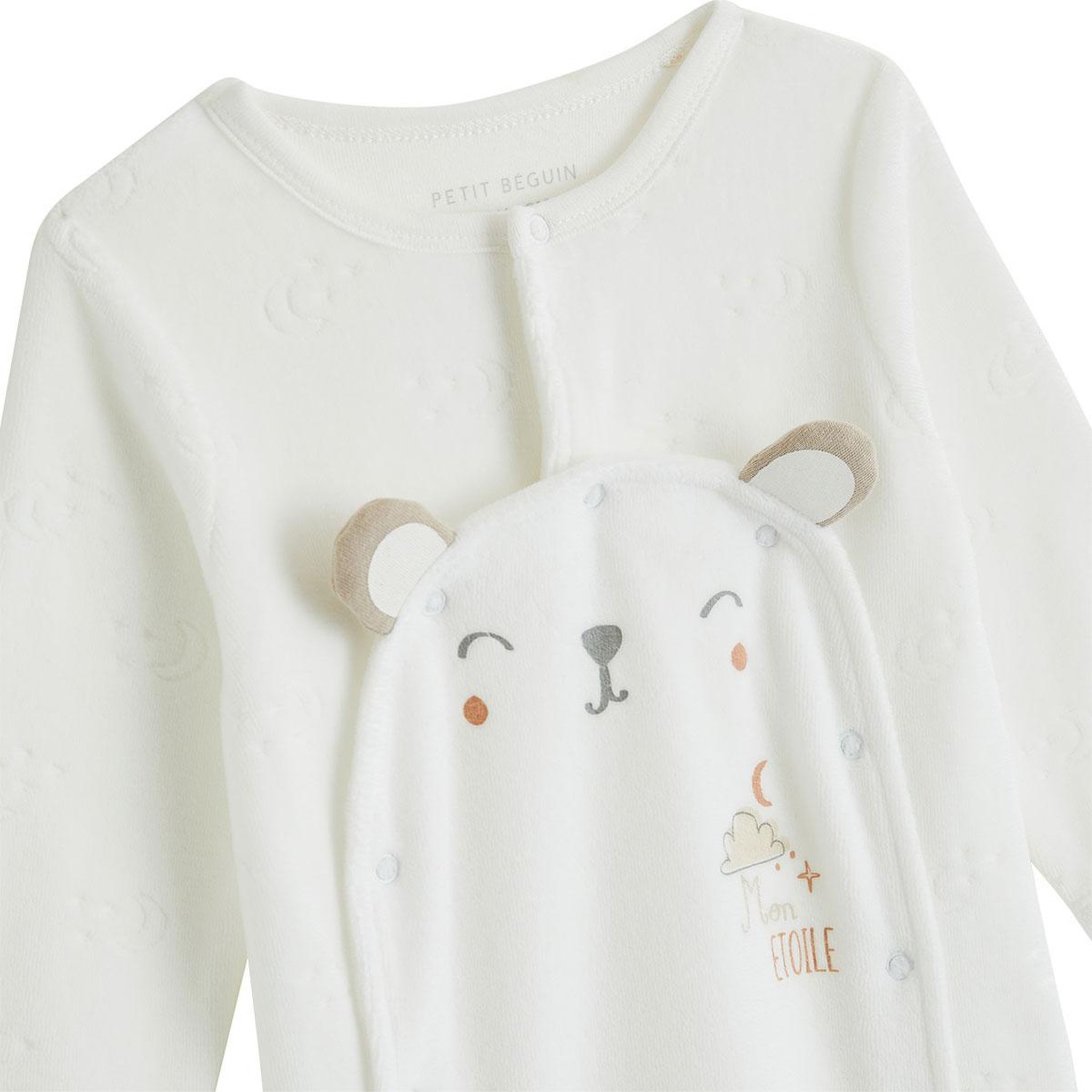 Voir la diapositive 3 : Petit Béguin Pyjama bébé en velours ouverture pont eliah