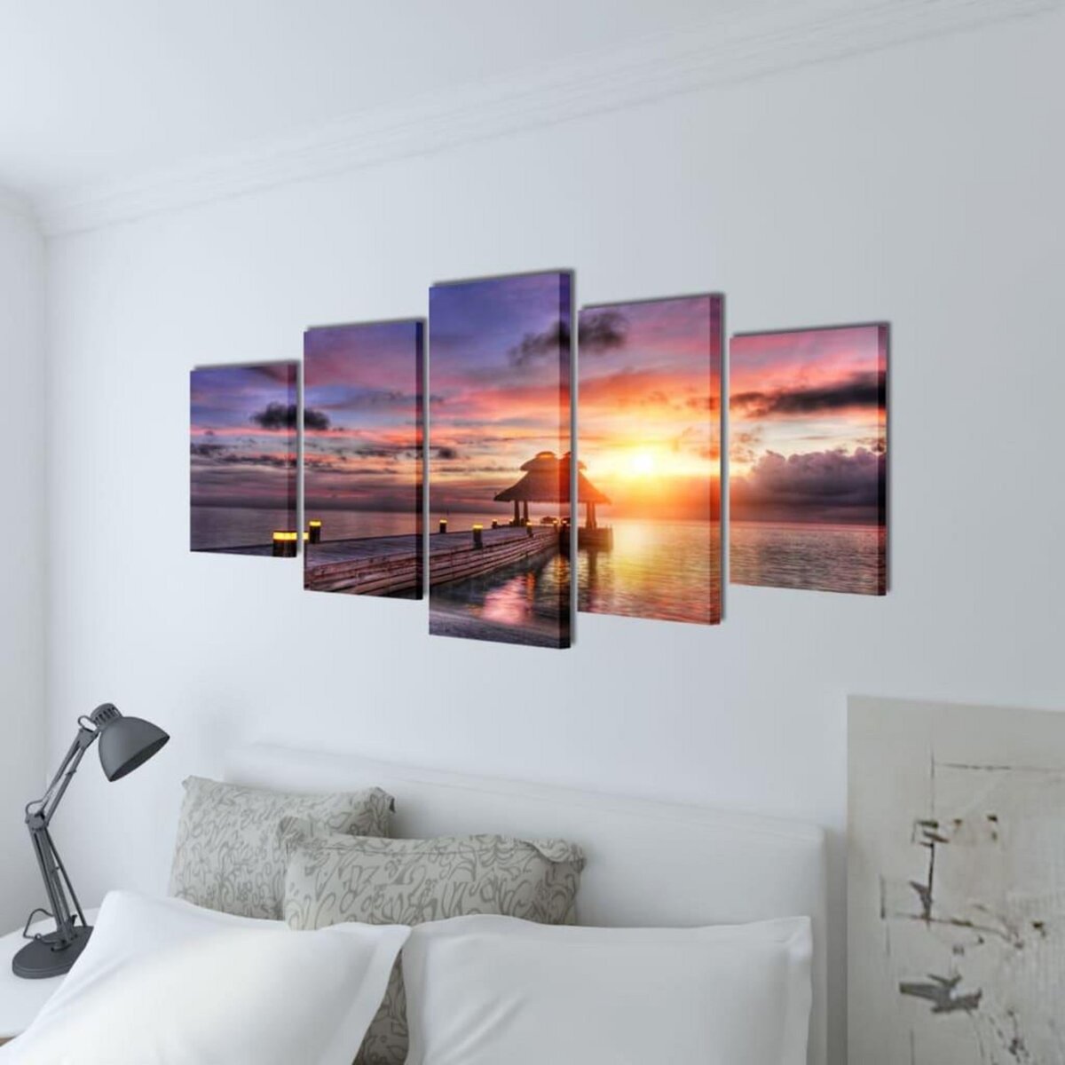 VIDAXL Set de toiles murales imprimees Plage avec pavillon 200 x 100 cm