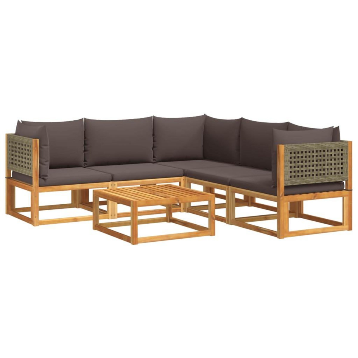 VIDAXL Salon de jardin avec coussins 6 pcs bois d'acacia solide