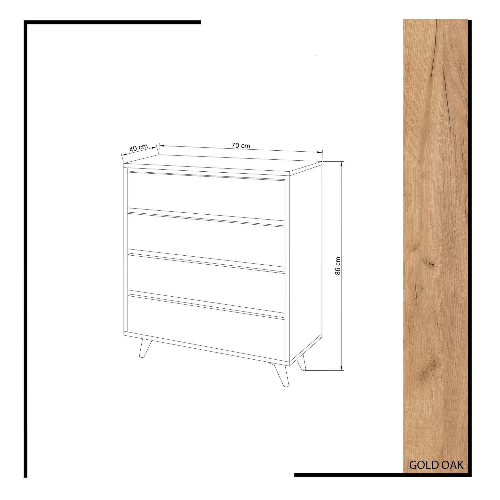 Voir la diapositive 3 : TOILINUX Commode 4 tiroirs éthera en bois - beige et blanc