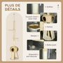 Voir la diapositive 5 : PAWHUT Arbre à chat style cosy naturel réglable H. 225-255 cm - niche, 2 rampes, plateforme, hamac - douce peluche courte beige