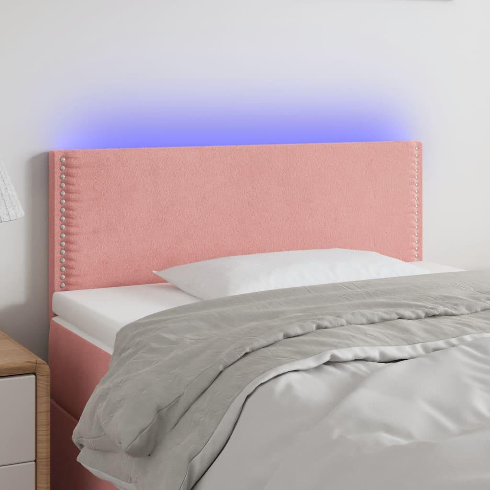 Voir la diapositive 1 : VIDAXL Tete de lit a LED Rose 90x5x78/88 cm Velours