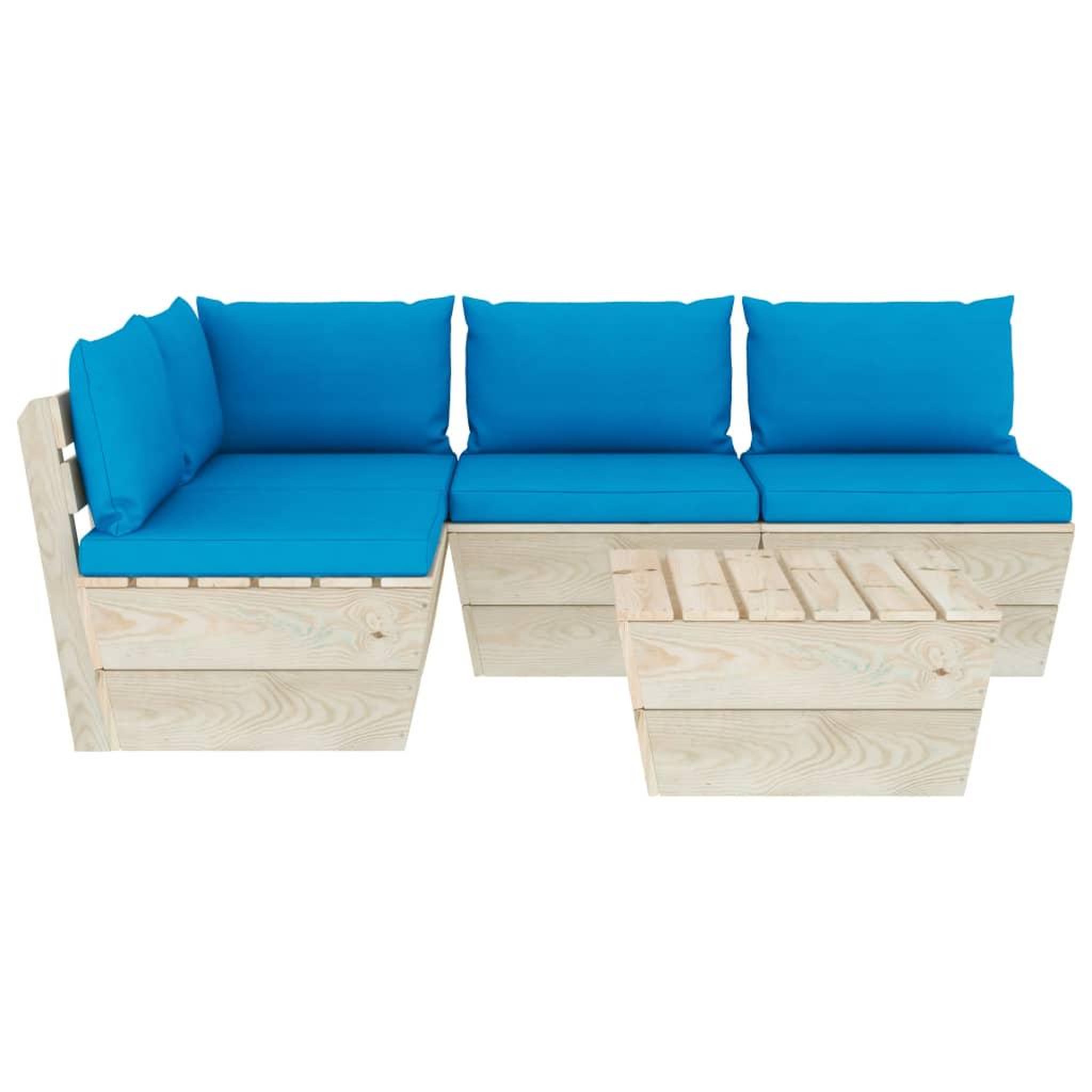 Voir la diapositive 3 : VIDAXL Salon de jardin palette 5 pcs avec coussins bois d'epicea