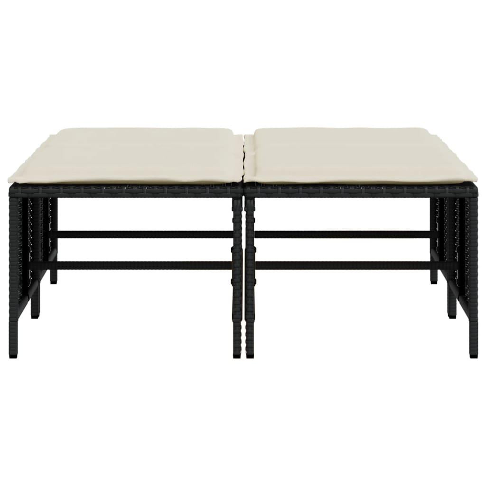 Voir la diapositive 4 : VIDAXL Tabourets de jardin avec coussins lot de 4 noir resine tressee