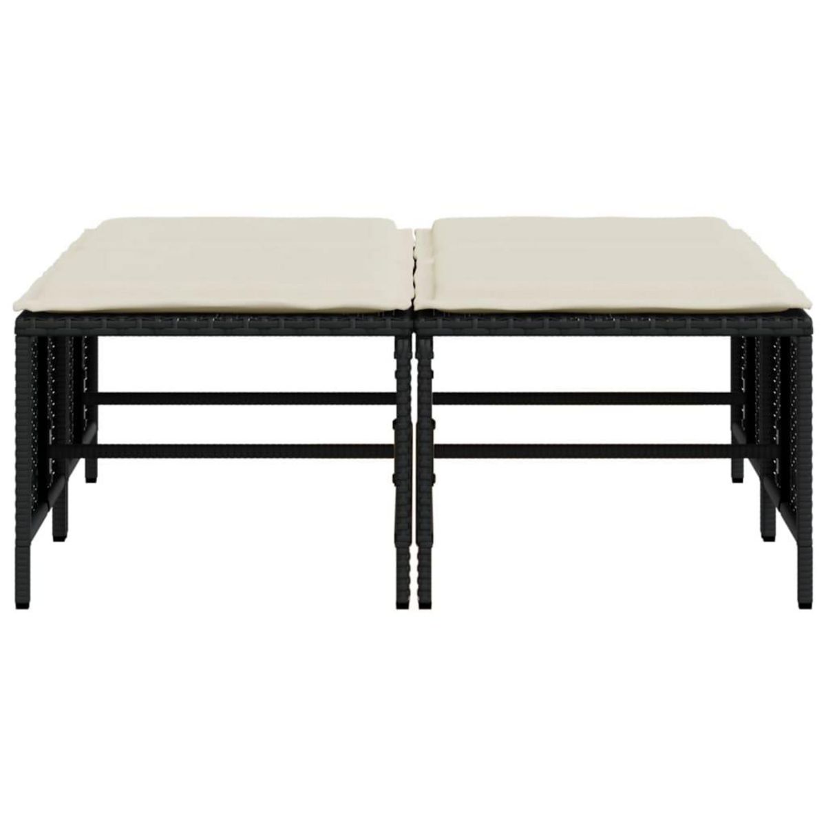 VIDAXL Tabourets de jardin avec coussins lot de 4 noir resine tressee