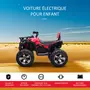 HOMCOM Voiture 4x4 quad buggy électrique enfant 12 V 5 Km/h max. effets lumineux sonores selle avec dossier porte-bagage avant métal PP rouge noir