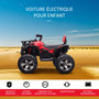 Voir la diapositive 5 : HOMCOM Voiture 4x4 quad buggy électrique enfant 12 V 5 Km/h max. effets lumineux sonores selle avec dossier porte-bagage avant métal PP rouge noir