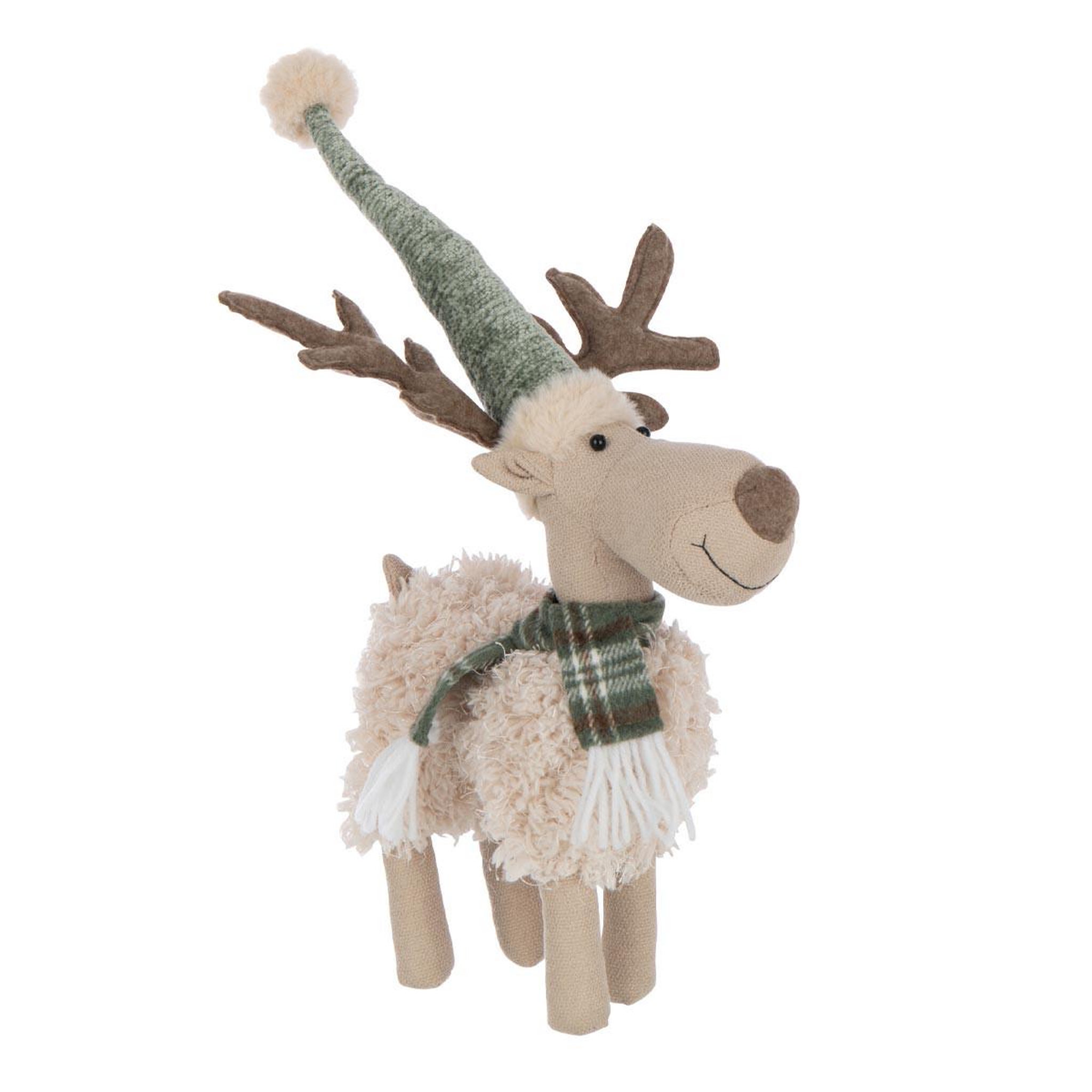 J-LINE Statuette déco élan  foulard  49cm multicolore