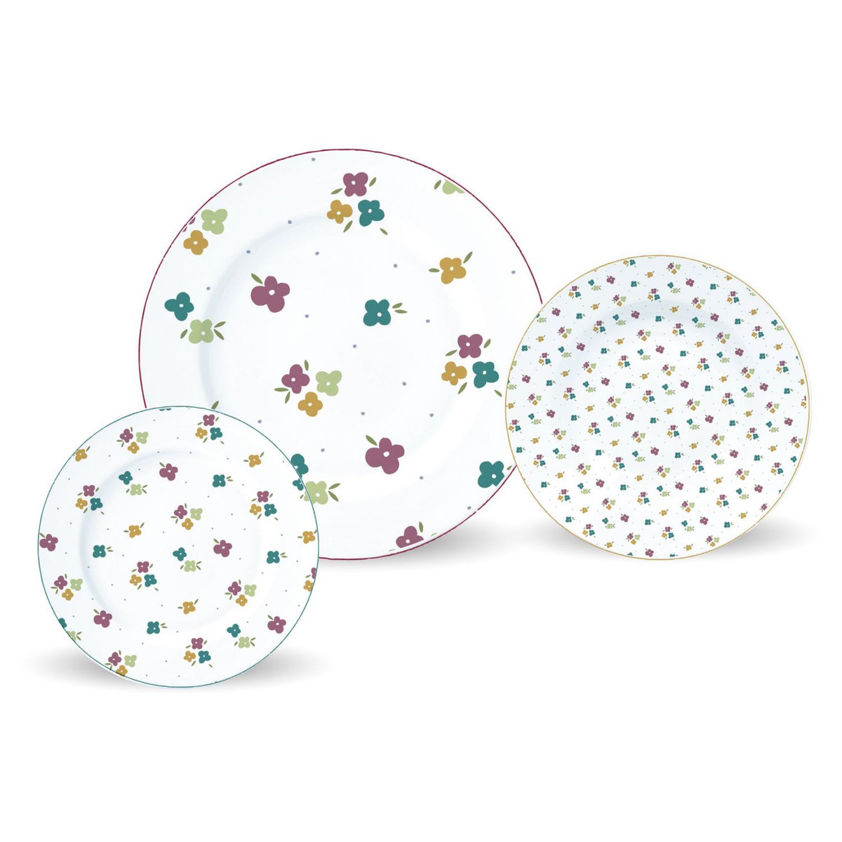 Service d'assiettes de 18 pièces faience FLORA