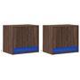 Voir la diapositive 3 : VIDAXL Tables de chevet murales avec lumieres LED 2 pcs chene marron