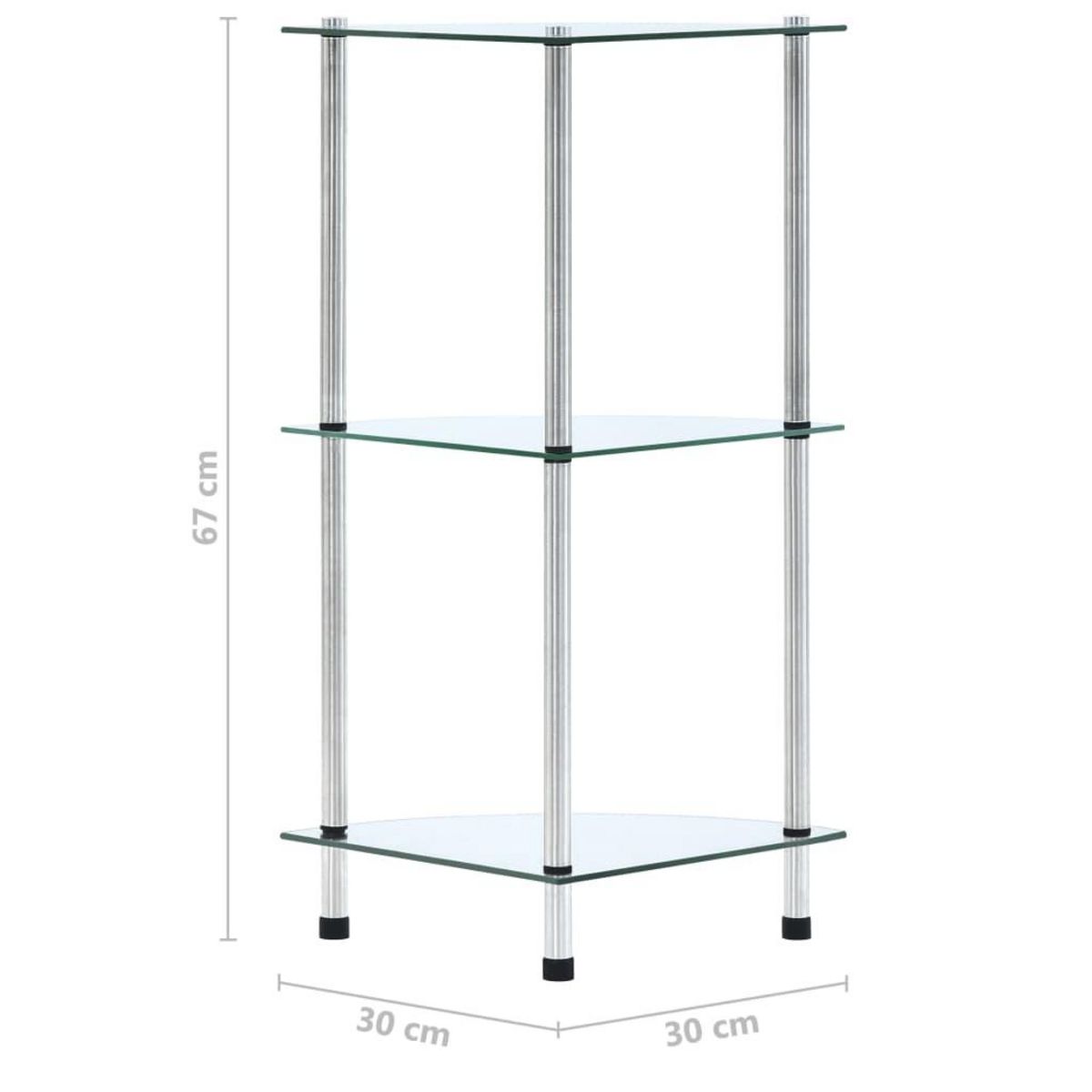 VIDAXL Etagere 3 niveaux Transparent 30x30x67 cm Verre trempe