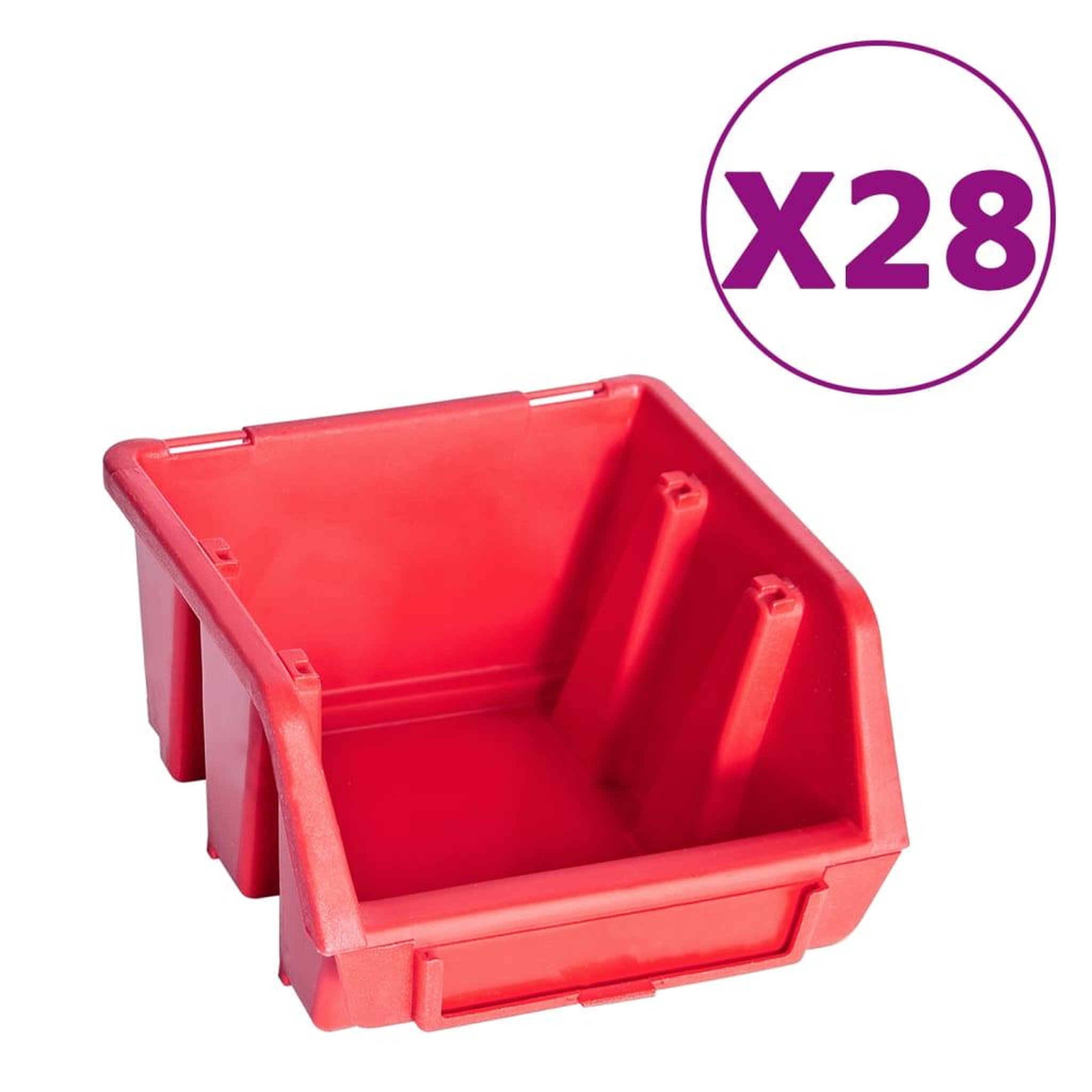 Voir la diapositive 2 : VIDAXL Kit de bacs de stockage et panneaux muraux 141pcs rouge et noir