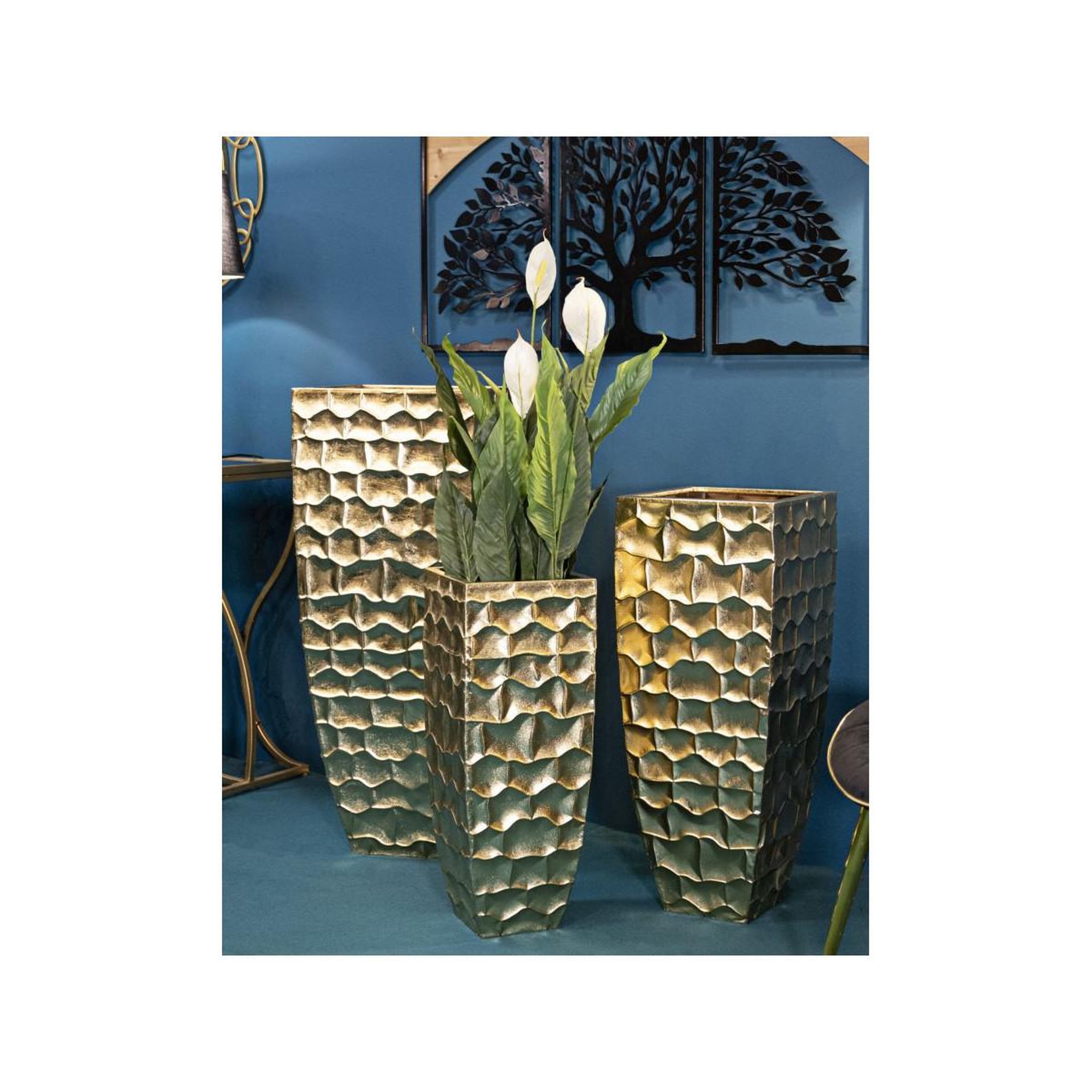 Voir la diapositive 6 : Paris Prix Lot de 3 vases en métal  glody  94cm or