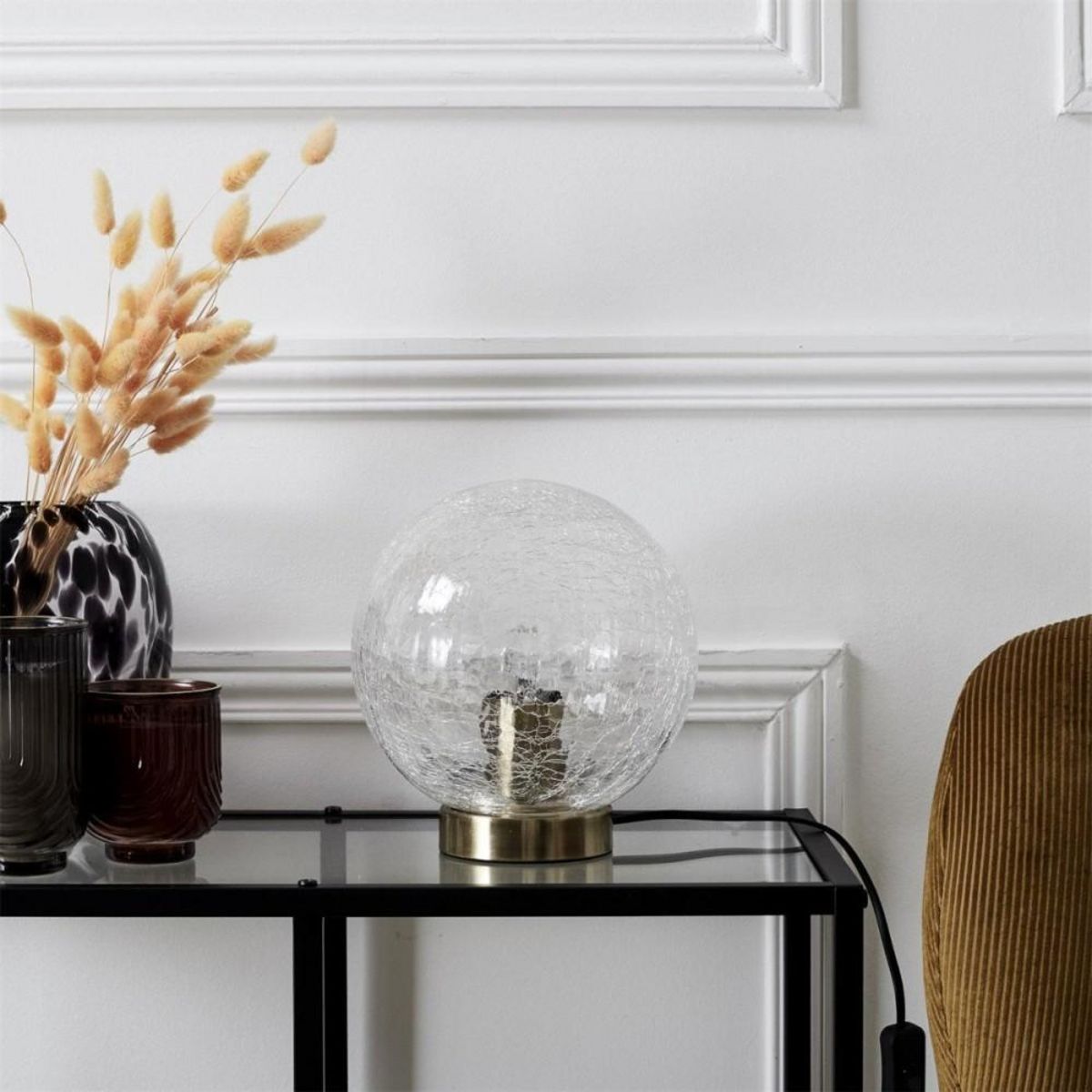 The Home Deco Factory Lampe à poser boule en verre ciselé