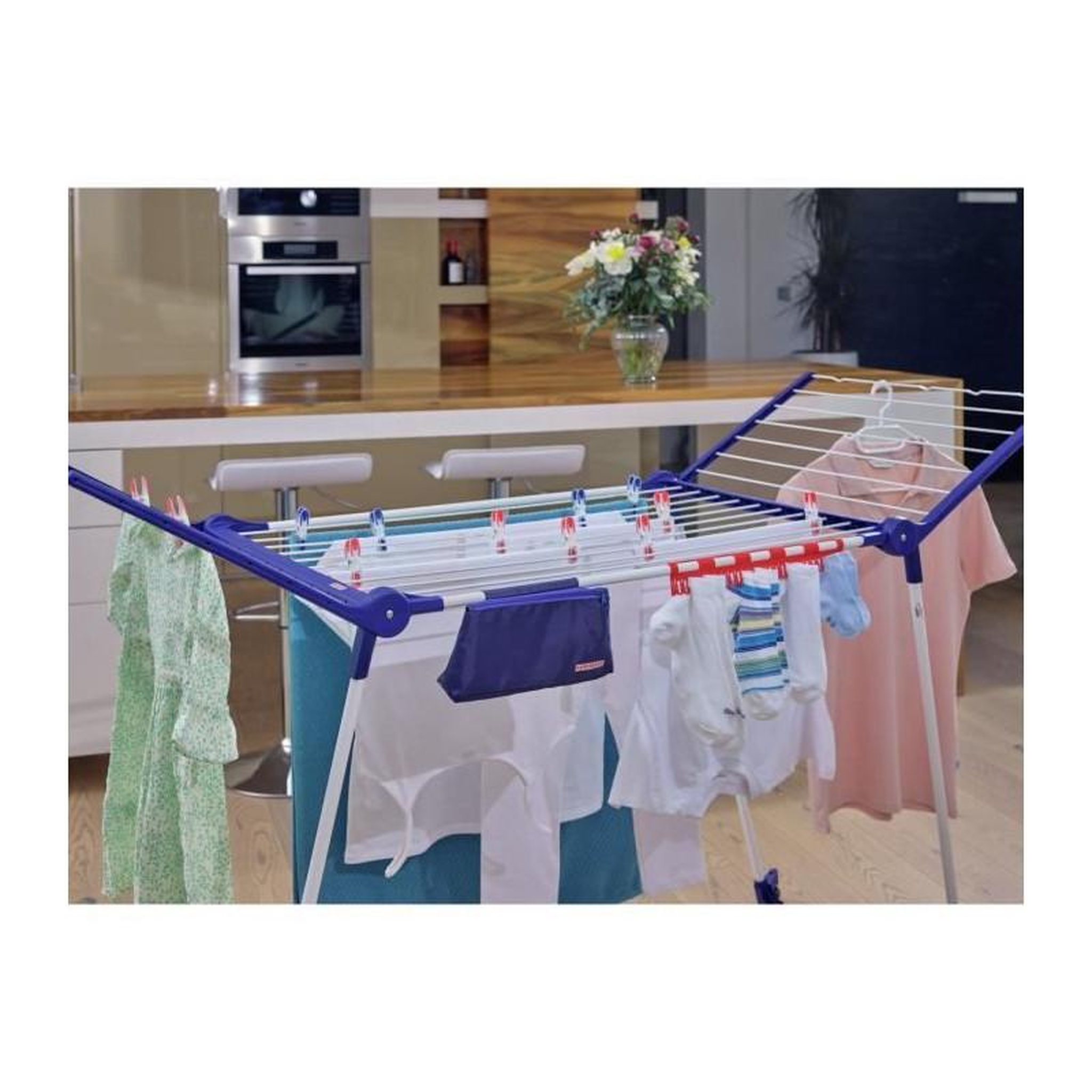 Voir la diapositive 3 : Leifheit Leifheit Séchoir sur pied Pegasus 200 Solid Deluxe Mobile 81517, séchoir a linge avec roulettes et multi accessoires, 20 metre
