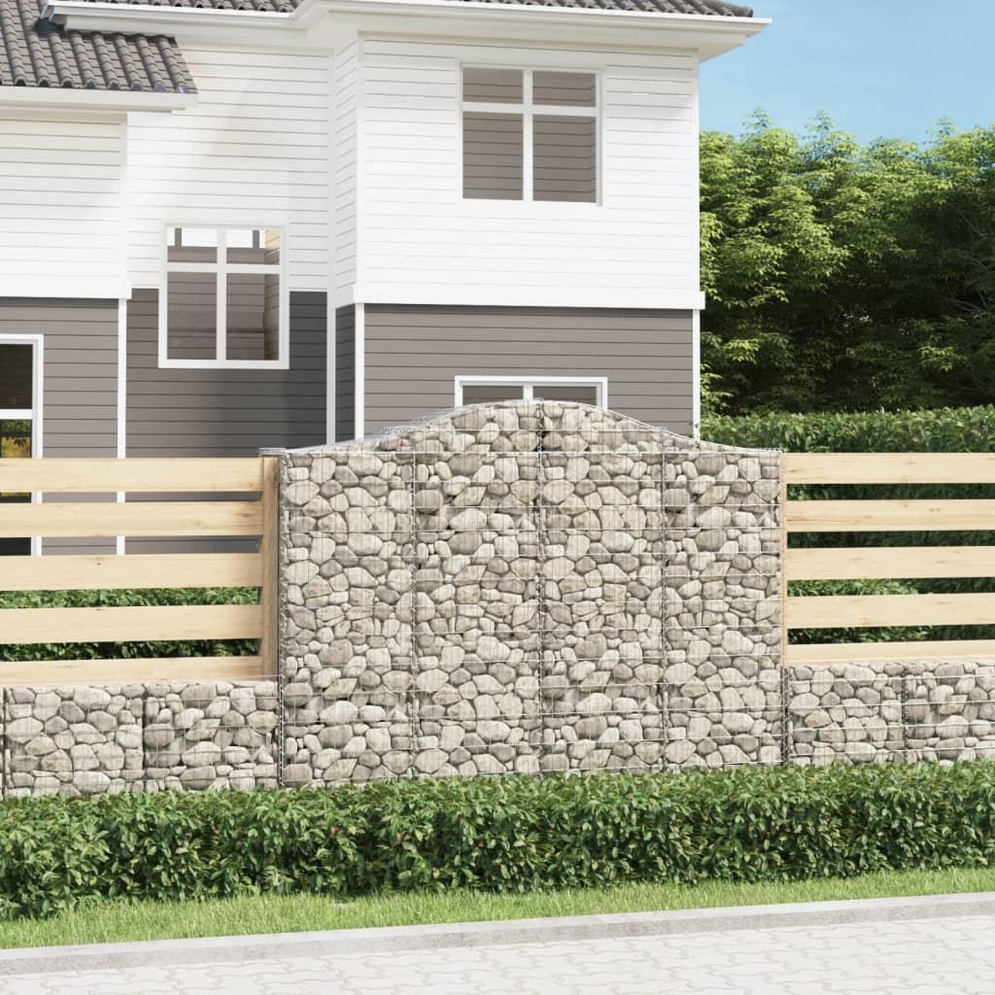 VIDAXL Paniers a gabions arques 13 pcs 200x50x160/180 cm Fer galvanise