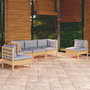 Voir la diapositive 1 : VIDAXL Salon de jardin 5 pcs avec coussins gris bois de pin massif
