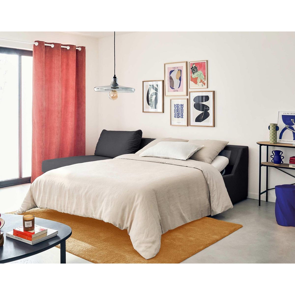 LISA DESIGN Palmira - canapé d'angle gauche - 4 places - convertible couchage quotidien - matelas 14 cm - en velours côtelé