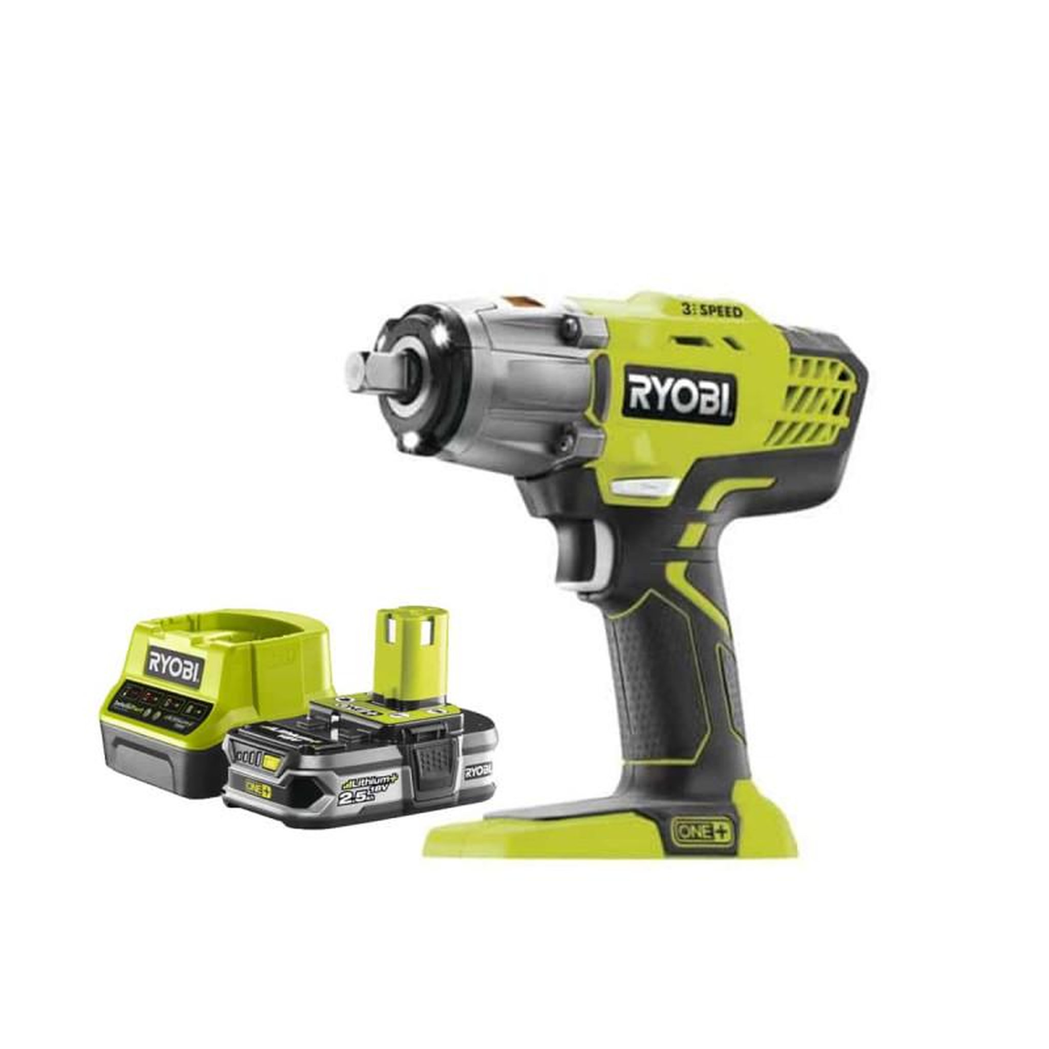 Ryobi Pack RYOBI Boulonneuse à chocs 18V One+ R18IW3-0 - 1 Batterie 2.5Ah - 1 Chargeur rapide RC18120-125