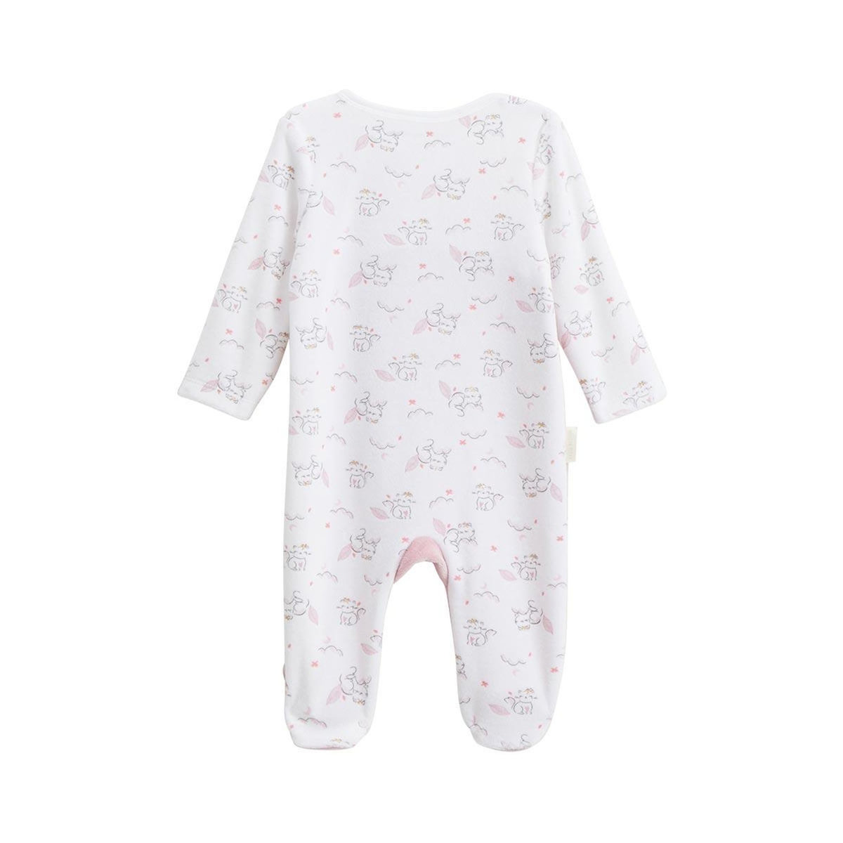 Petit Béguin Pyjama bébé en velours ouverture zippée Miss Chatchatchat