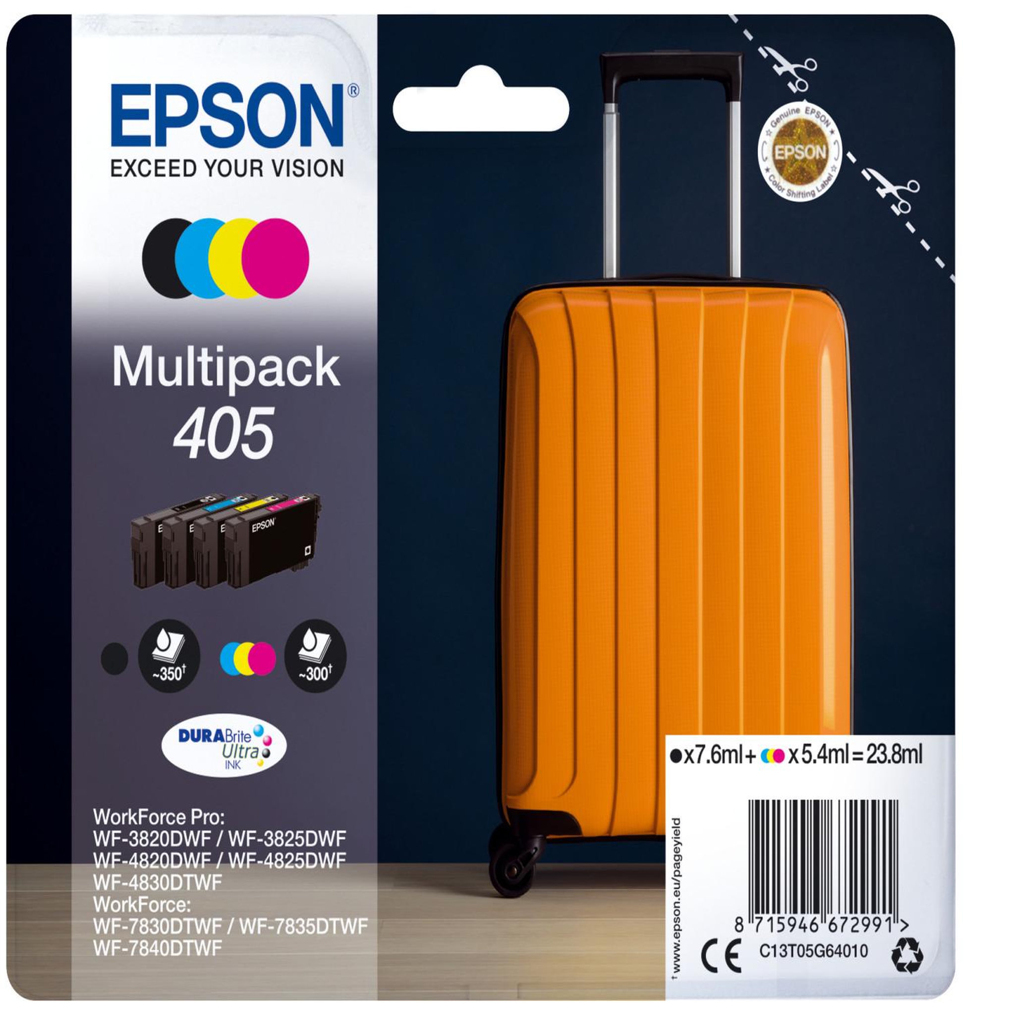 Voir la diapositive 2 : Epson Cartouche d'encre pack multipack 4 originales 405 (noir + 3 couleurs) - c13t05b64010