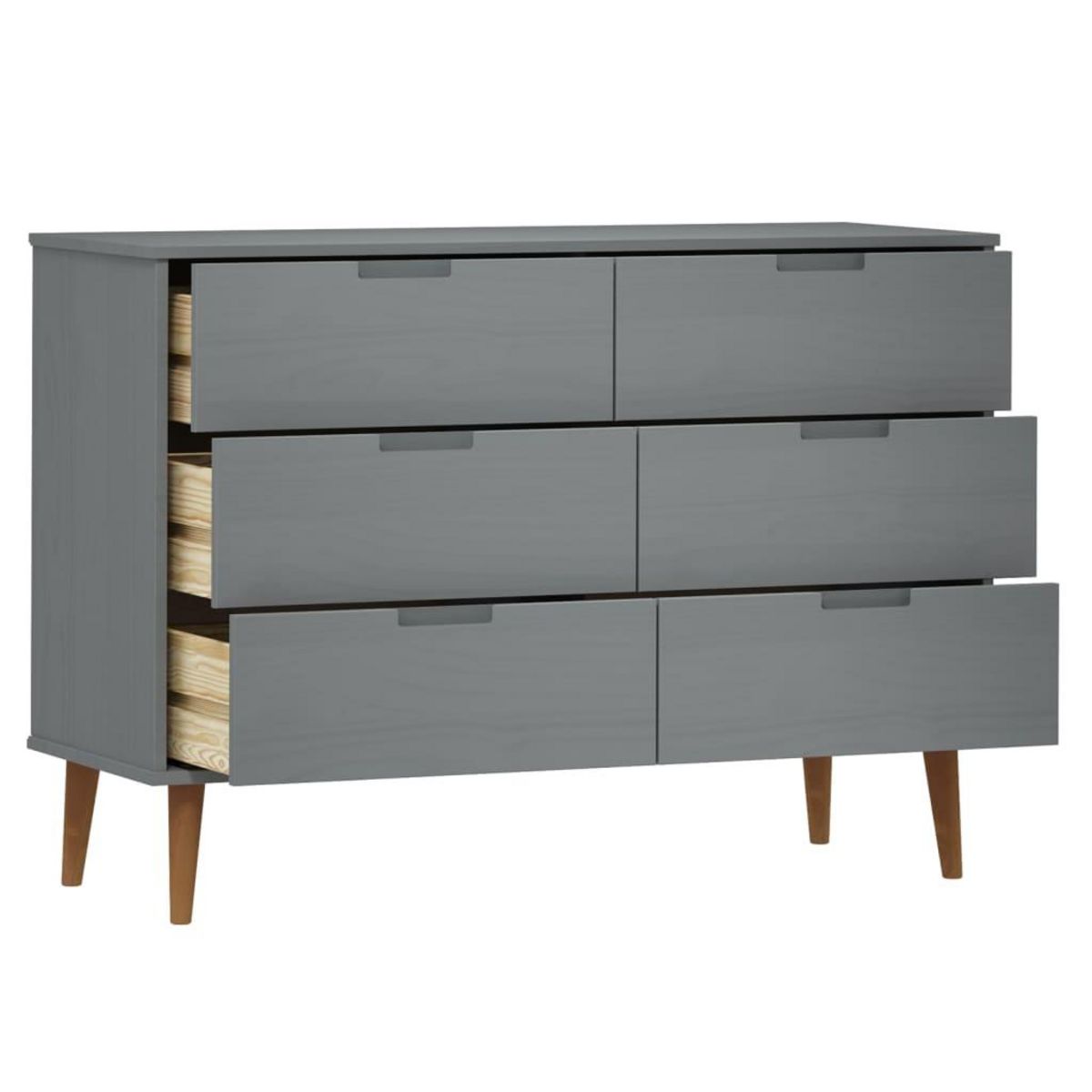 VIDAXL Commode MOLDE Gris 113x40x80 cm Bois de pin massif